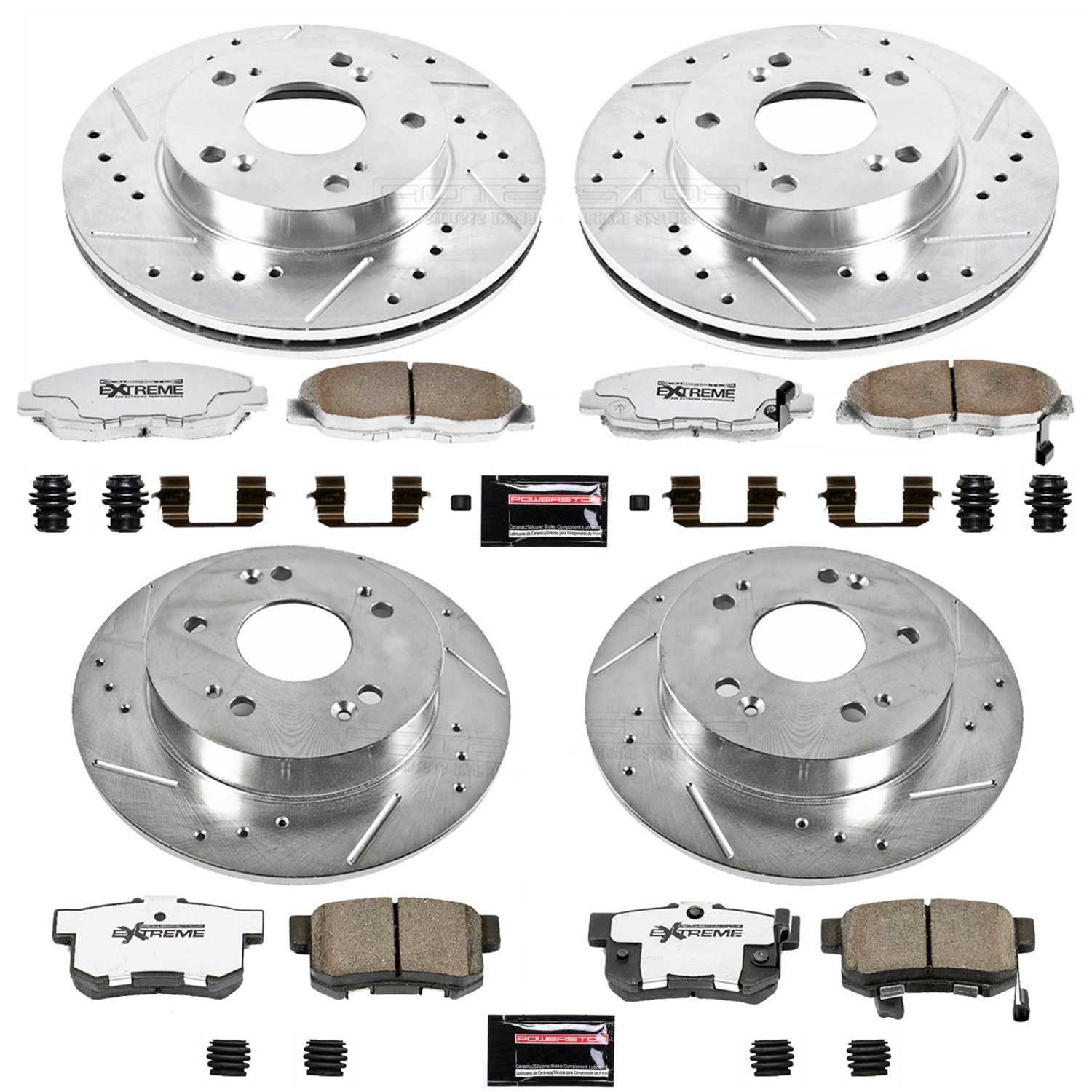 Power Stop 06-11 Honda Civic Front & Rear Z26 Street Warrior Brake Kit (1x psbK1243-26, 1x psbK2384-26) thumbnail 4