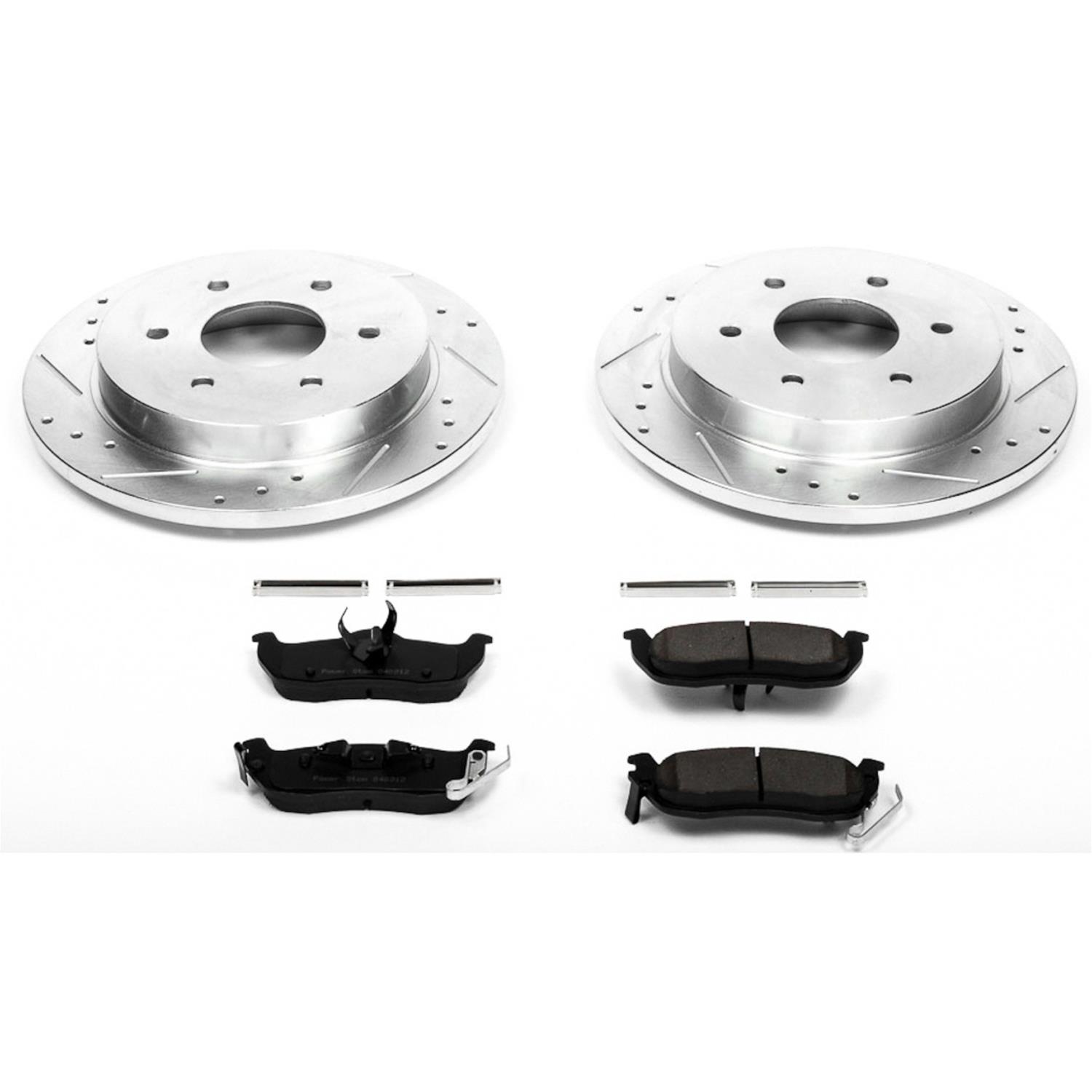 PowerStop Z23 Evolution Sport Brake Upgrade Kits with Calipers for 2005-2007 TITAN, QX56, 2005-2006 ARMADA - KC212 Rotors, Pads, Red Calipers, Drilled/Slotted Rotors, Pads, Front/Rear, Nissan, Kit thumbnail 6