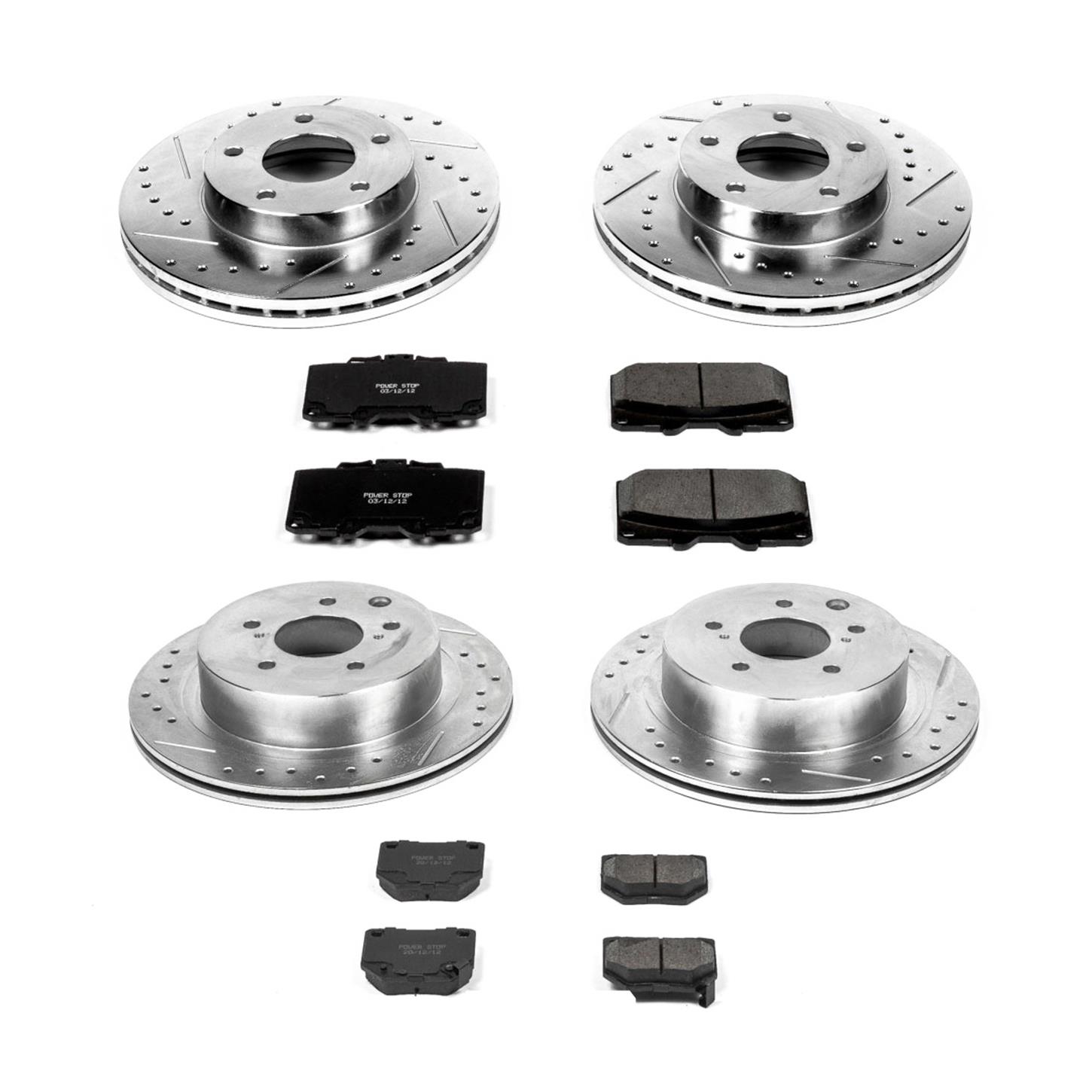 Power Stop K2753 Front and Rear Z23 Evolution Brake Kit with Drilled/Slotted Rotors and Ceramic Brake Pads 