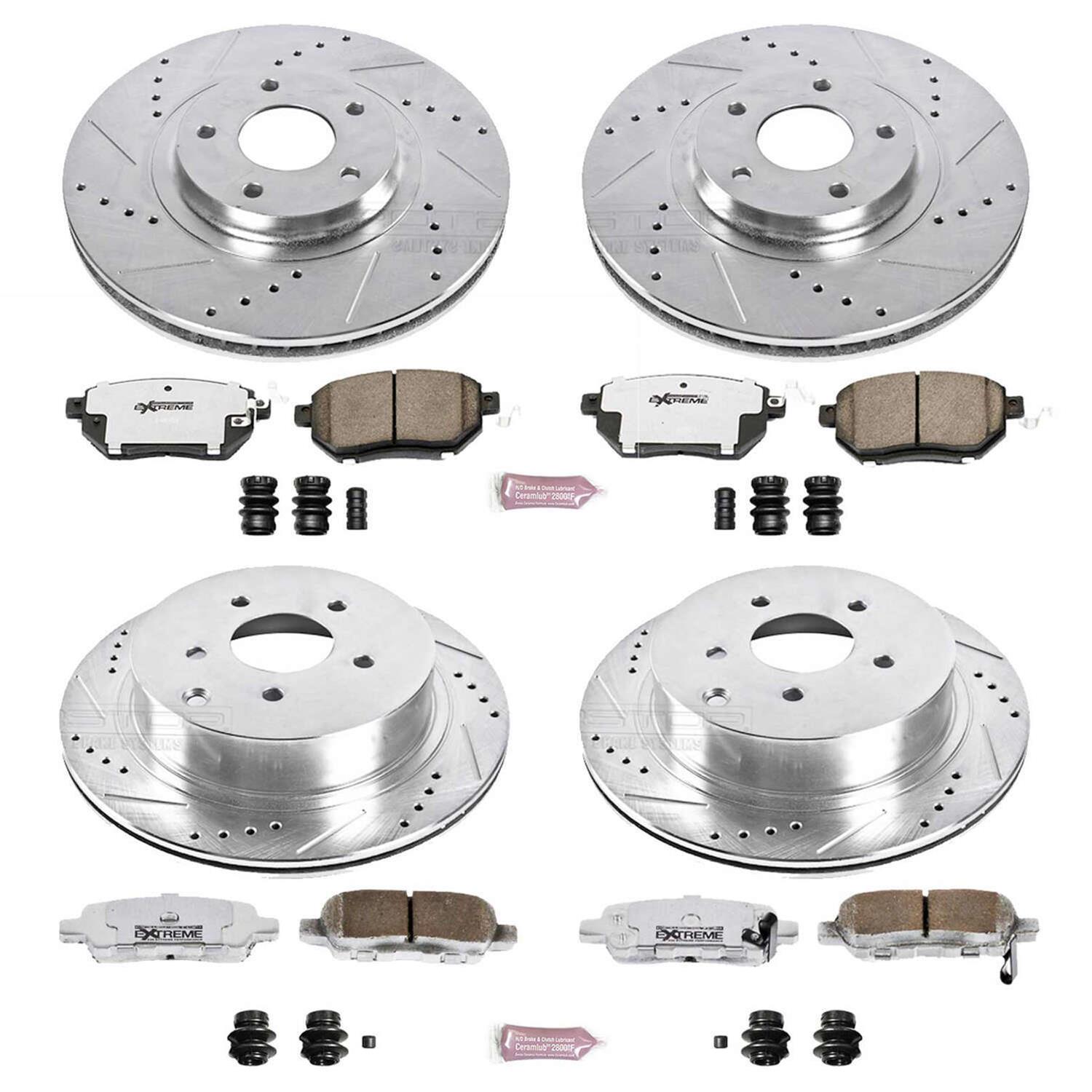 PowerStop Z26 Street Warrior Brake Upgrade Kits for 2003-2005 FX35, FX45, 2003-2011 MURANO - K2767-26 Rotors/Pads, Iron, Drilled/Slotted, Zinc Plated, Carbon Ceramic Pads, Front/Rear, Infiniti, Nissan, Kit thumbnail 3