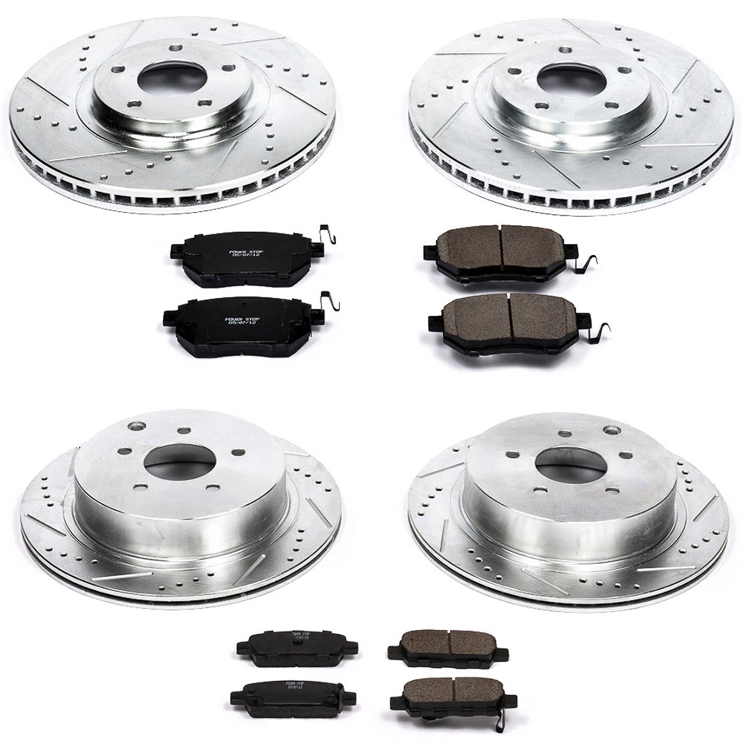 PowerStop Z23 Evolution Sport Brake Upgrade Kits for 2003-2005 FX35, FX45, 2003-2011 MURANO - K2767 Rotors/Pads, Iron, Drilled/Slotted, Zinc Plated, Ceramic Pads, Front/Rear, Infiniti, Nissan, Kit thumbnail 2