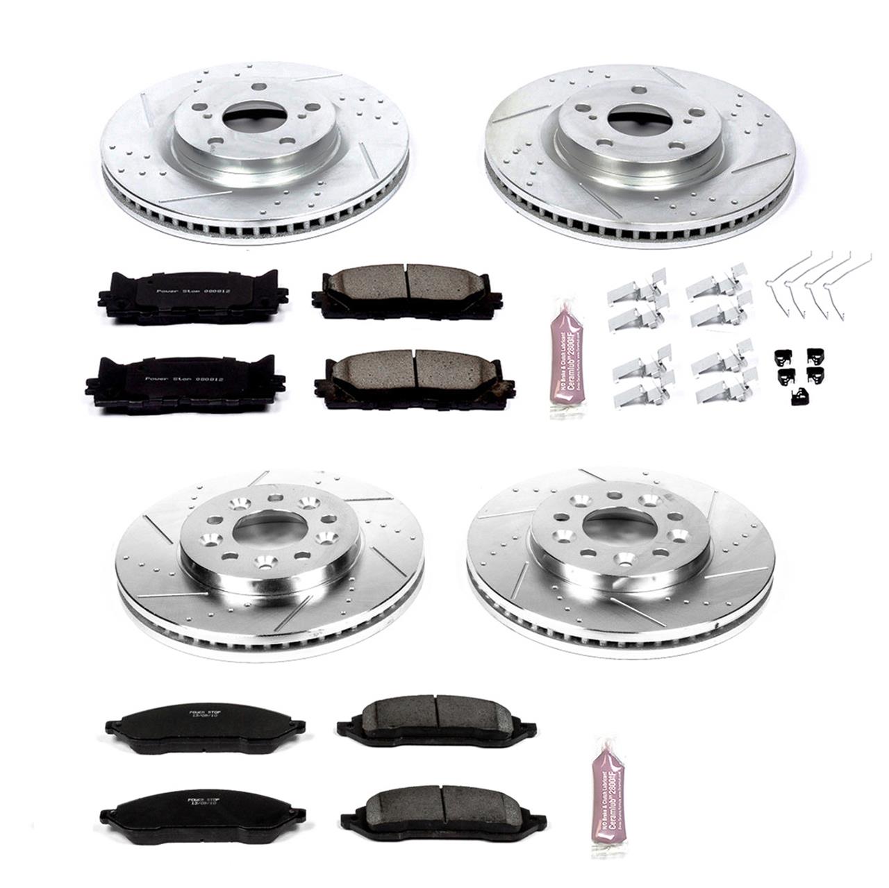 Power Stop K2828 Front and Rear Z23 Evolution Brake Kit with Drilled//Slotted Rotors and Ceramic Brake Pads