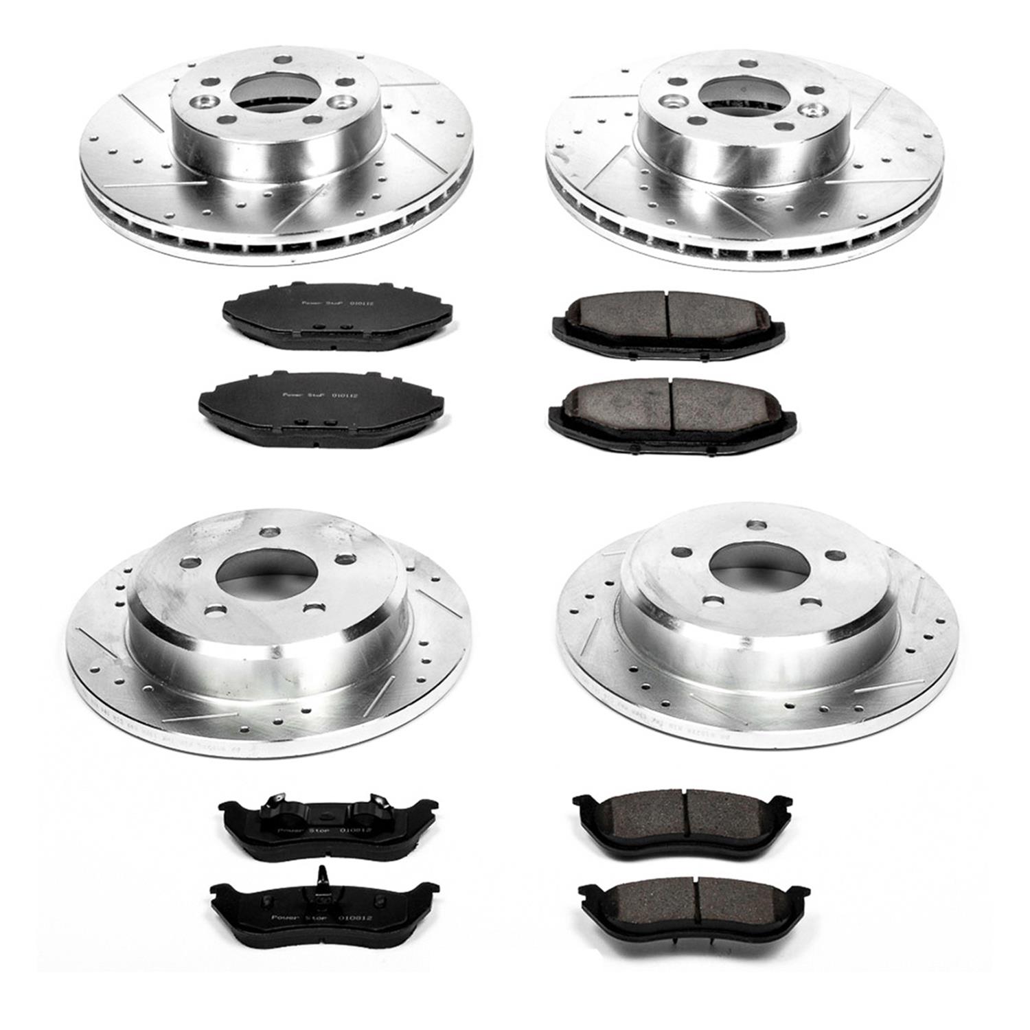 Power Stop K2861 Front and Rear Z23 Evolution Brake Kit with Drilled/Slotted Rotors and Ceramic Brake Pads 