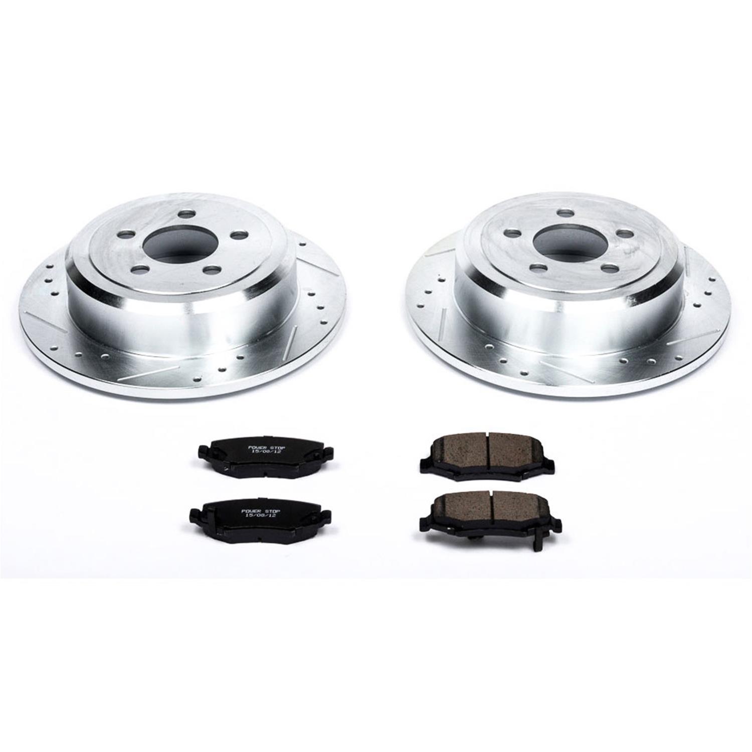 PowerStop Z23 Evolution Sport Brake Upgrade Kits for 2008-2012 LIBERTY, 2009-2011 NITRO - K6396 Pads and Rotors, Sport, Cross-Drilled/Slotted Surface, Iron, Zinc Plated, 13.070 in./12.440 in. Diameter, Carbon Fiber Ceramic Pads, Kit thumbnail 4