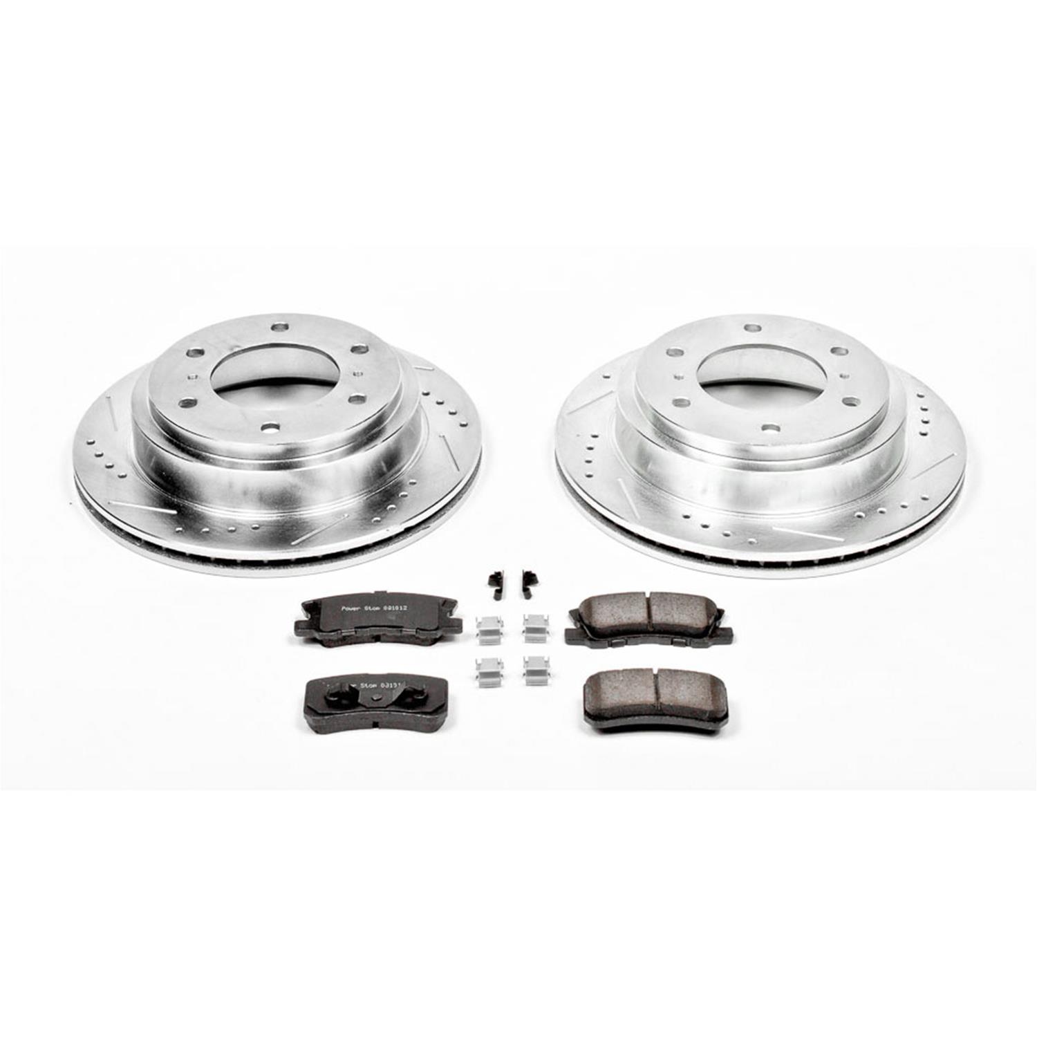 Power Stop K3119 Rear Z23 Evolution Brake Kit with Drilled/Slotted Rotors and Ceramic Brake Pads 