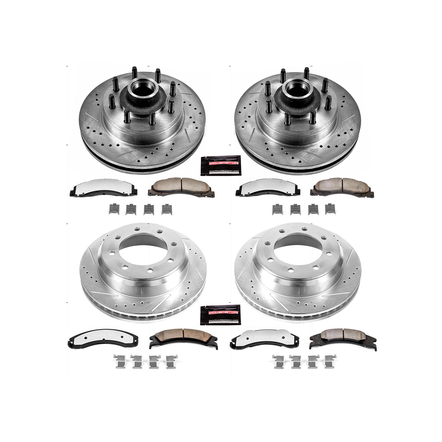 PowerStop Z36 Truck and Tow Brake Upgrade Kits K4131-36 Rotor Pad Combos, Upgrade, Cross-drilled Slotted Rotors, Carbon Fiber Ceramic Pads, Front Rear, Ford, Kit thumbnail 7
