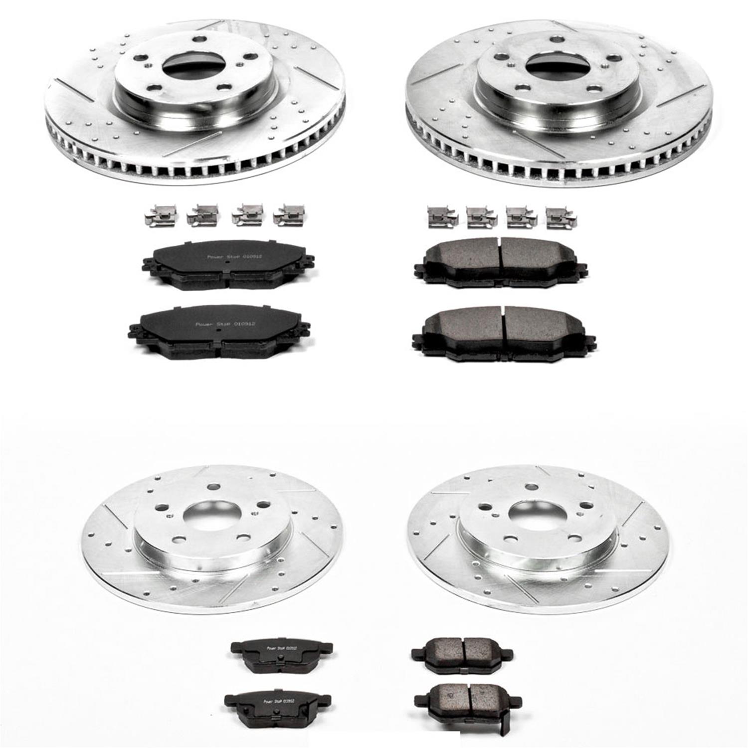 Power Stop K4142 Front and Rear Z23 Evolution Brake Kit with Drilled//Slotted Rotors and Ceramic Brake Pads