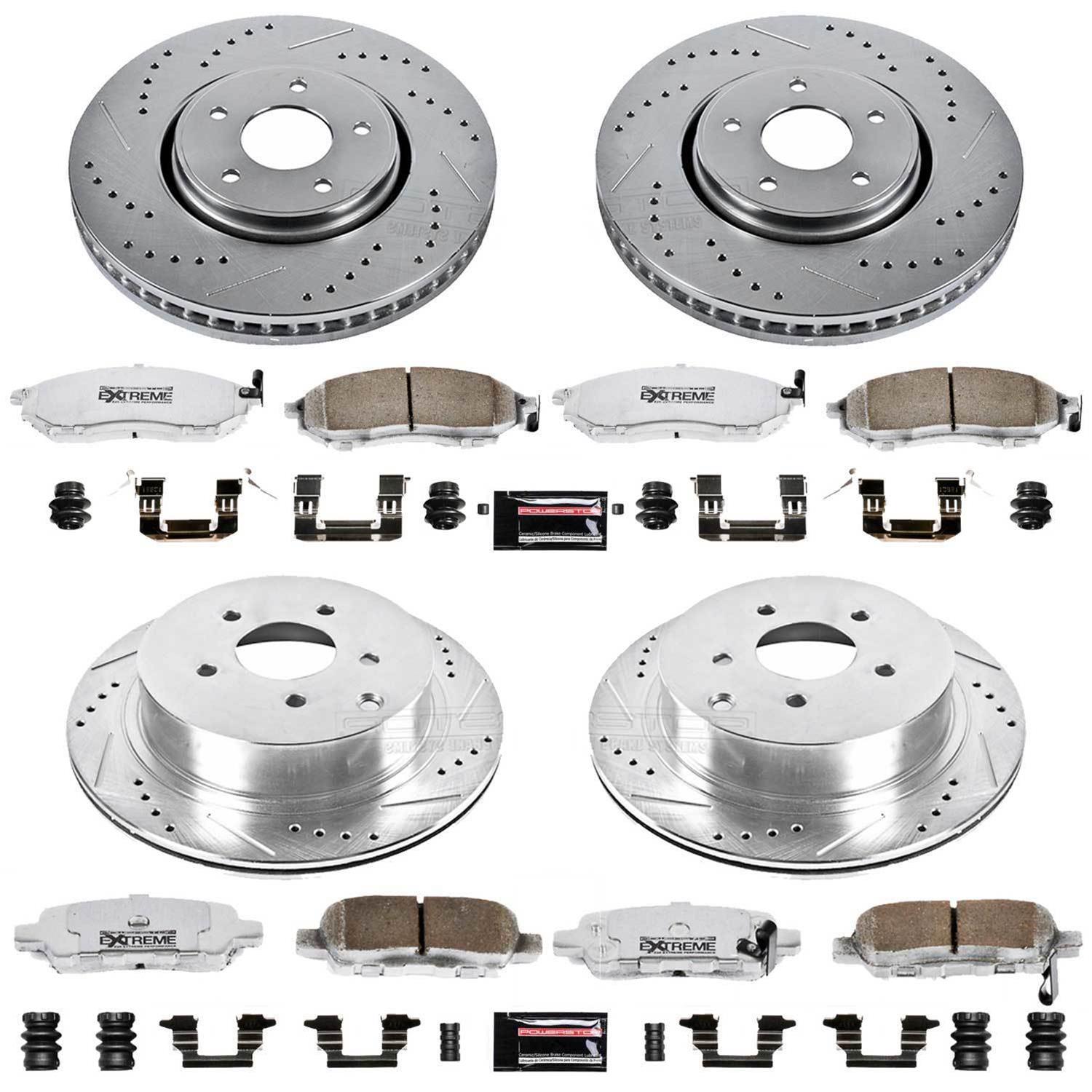 PowerStop Z26 Street Warrior Brake Upgrade Kits for 2005-2008 FX35, FX45 - K4477-26 Rotors/Pads, Iron, Drilled/Slotted, Zinc Plated, Carbon Ceramic Pads, Front/Rear, Infiniti, Kit thumbnail 4