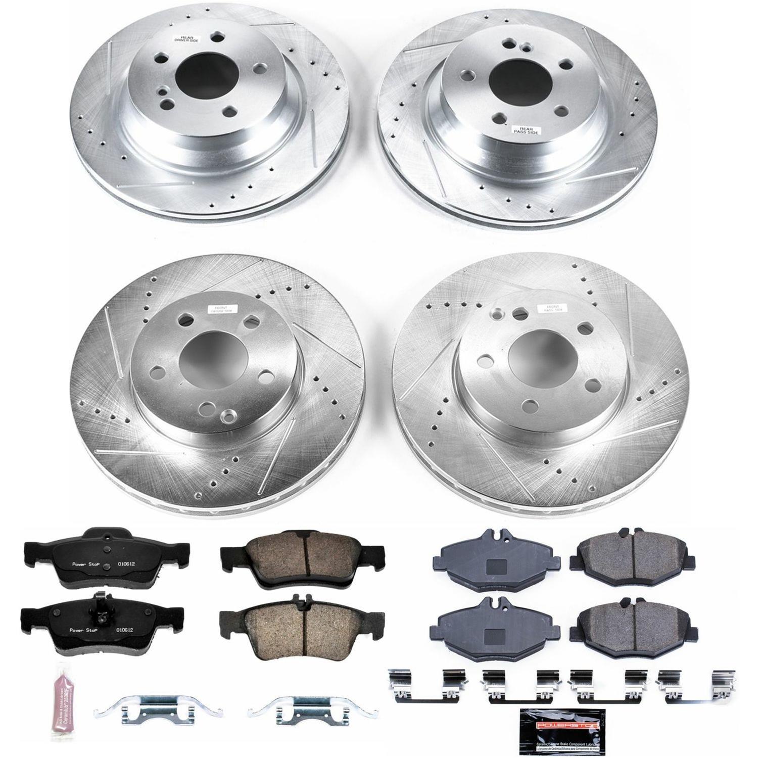 PowerStop Z23 Evolution Sport Brake Upgrade Kits for 2006 E350 - K4526 Pads and Rotors, Sport, Cross-Drilled/Slotted Surface, Iron, Zinc Plated, 11.610 in./11.810 in. Diameter, Carbon Fiber Ceramic Pads, Kit thumbnail 3