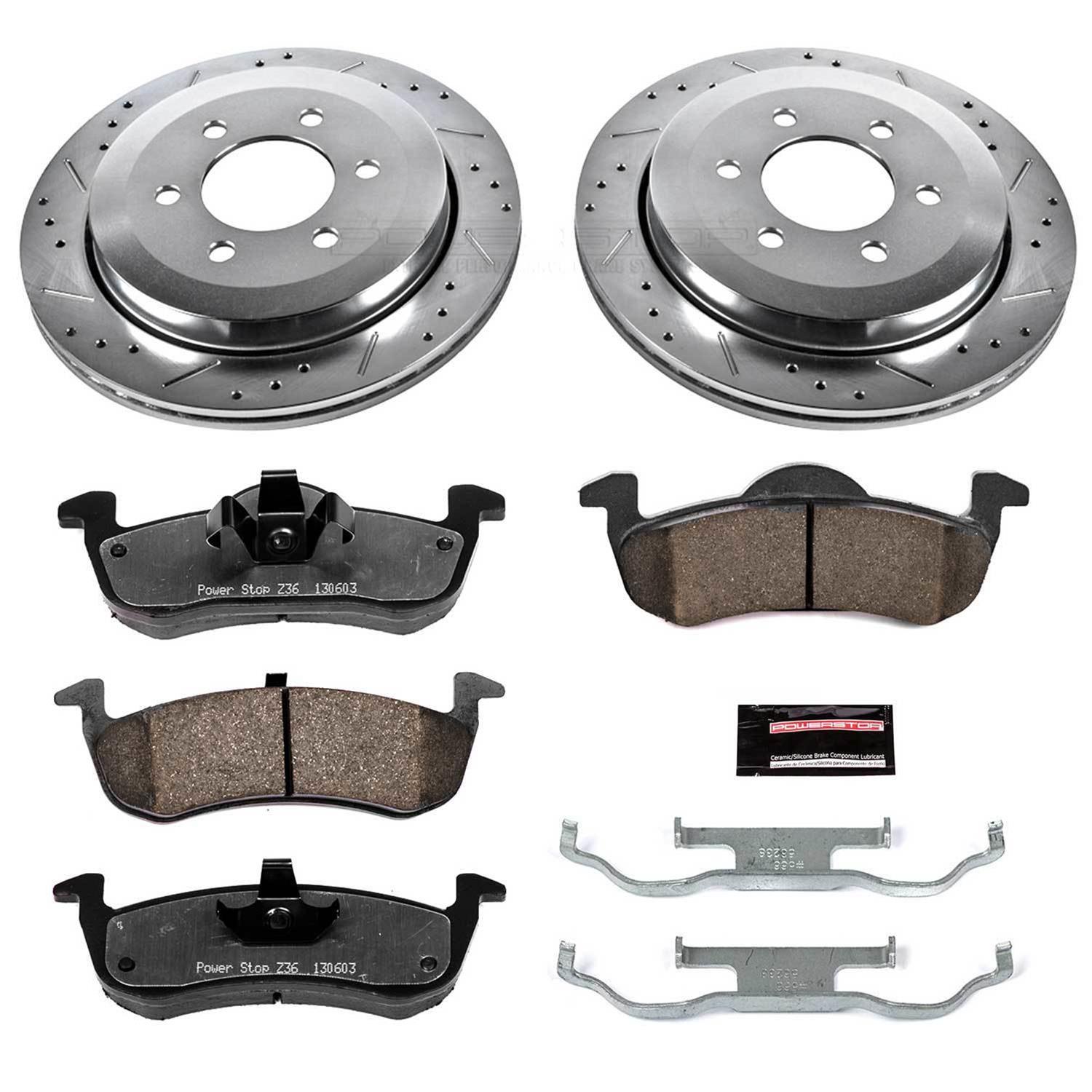 PowerStop Z36 Truck and Tow Brake Upgrade Kits with Calipers for 2007-2009 EXPEDITION, NAVIGATOR - KC4109-36 Rotors, Pads, Red Calipers, Drilled/Slotted Rotors, Pads, Front/Rear, Ford, Lincoln, Kit thumbnail 5