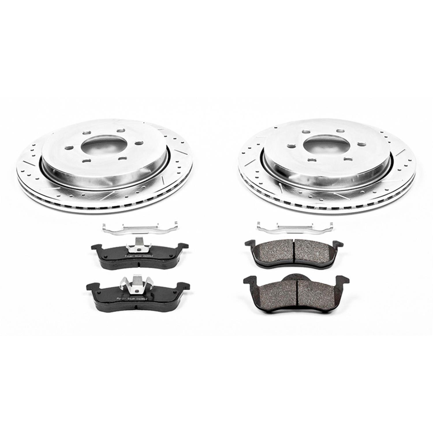 PowerStop Z23 Evolution Sport Brake Upgrade Kits with Calipers for 2010-2017 EXPEDITION, NAVIGATOR - KC5577 Rotors, Pads, Red Calipers, Drilled/Slotted Rotors, Z-23 Pads, Front/Rear, Ford, Lincoln, Kit thumbnail 8