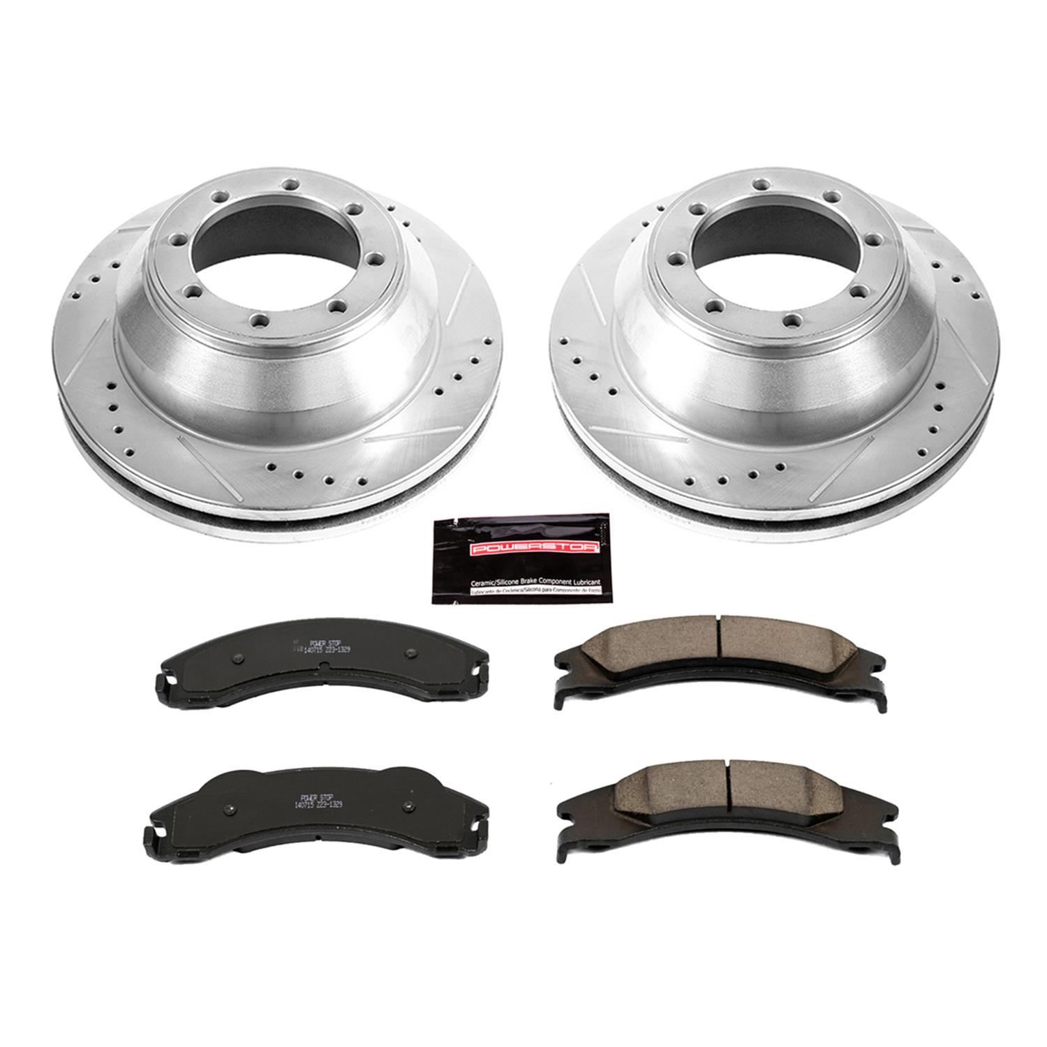 Power Stop 17-18 Ford E-450 Super Duty Rear Z23 Evolution Brake Kit (1x psbZ23-1329, 1x psbAR85125XL, 1x psbAR85125XR)