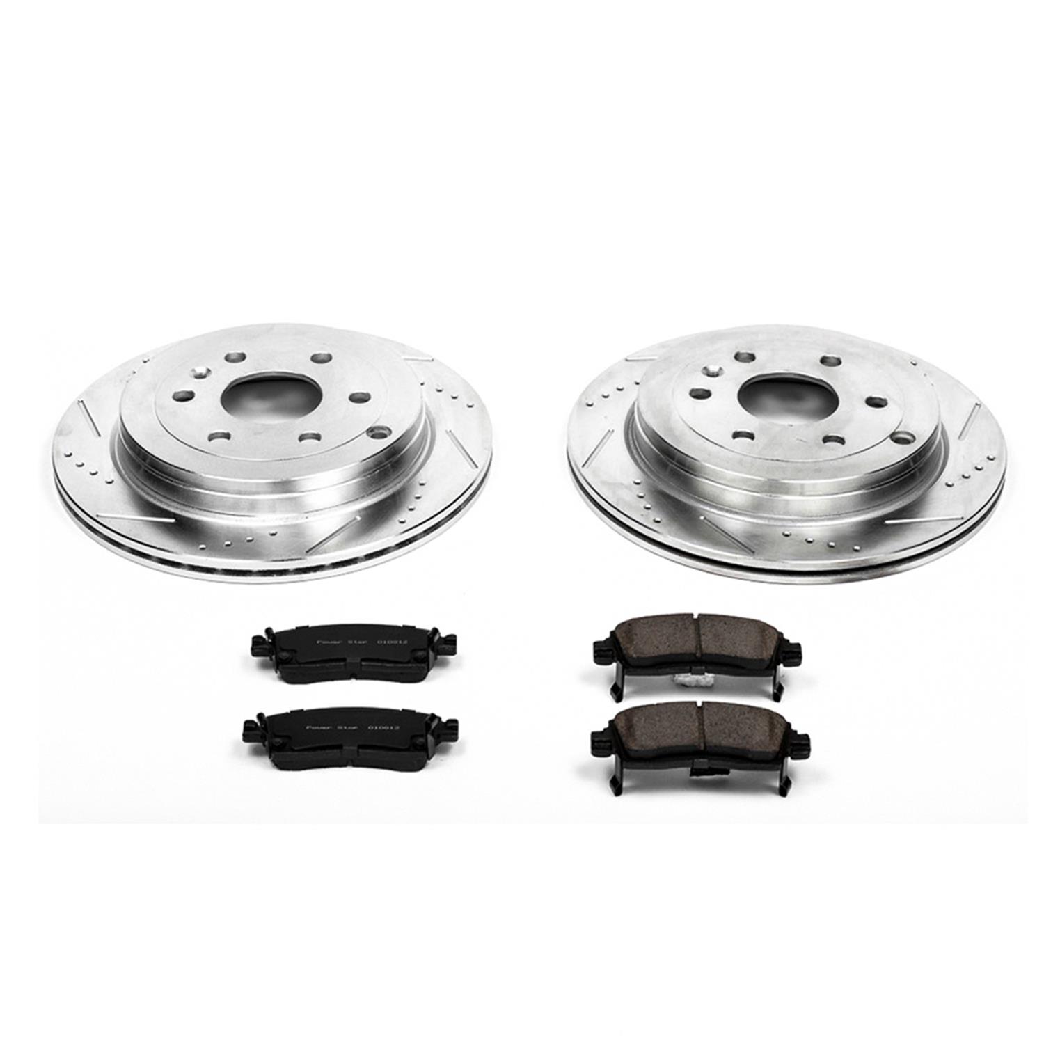 PowerStop Z23 Evolution Sport Brake Upgrade Kits K4466 Rotors/Pads, Iron, Drilled/Slotted, Carbon Fiber Ceramic Pads, Front/Rear, Buick, Chevy, GMC, Saturn Kit thumbnail 4
