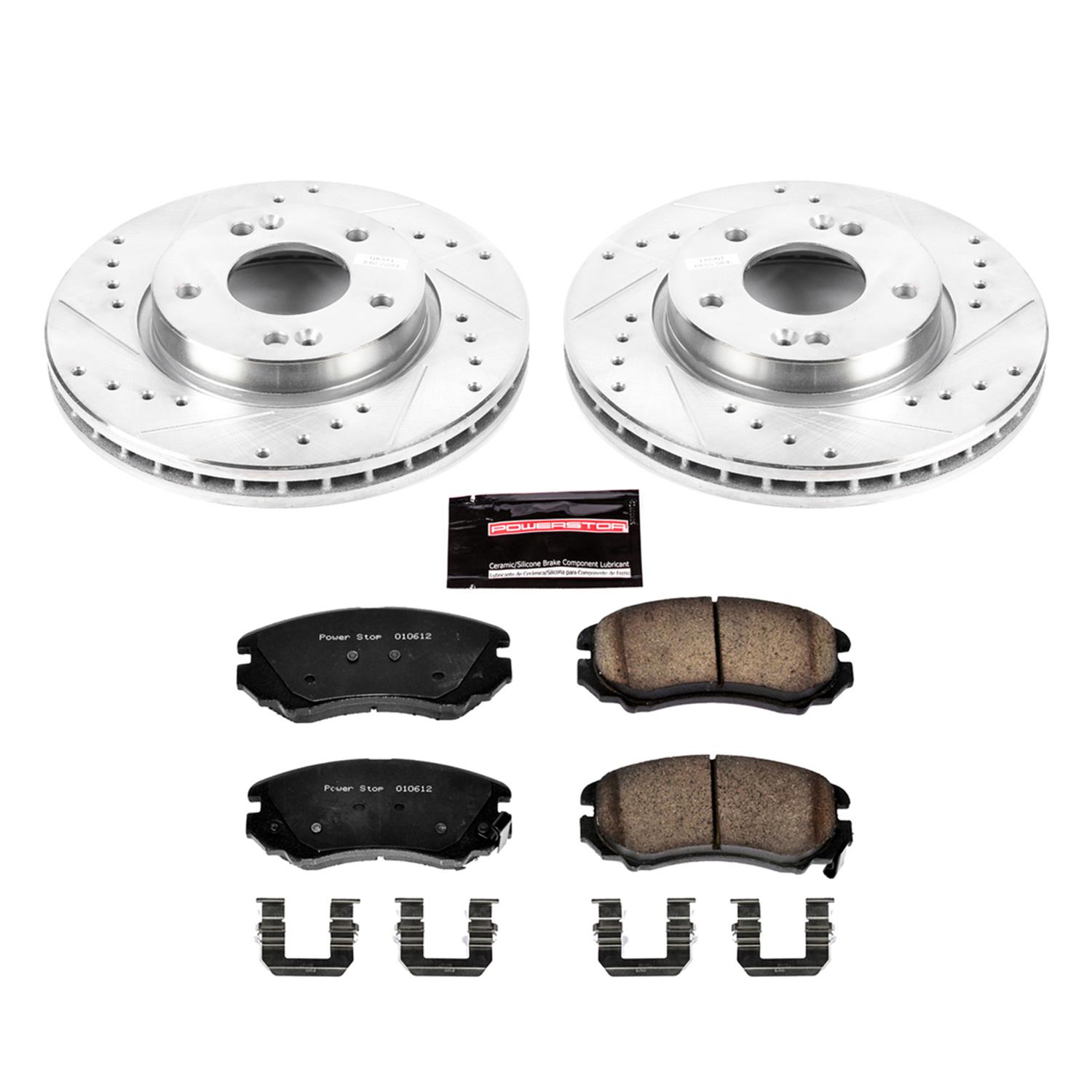 Power Stop K5210 Rear Z23 Evolution Brake Kit with Drilled//Slotted Rotors and Ceramic Brake Pads