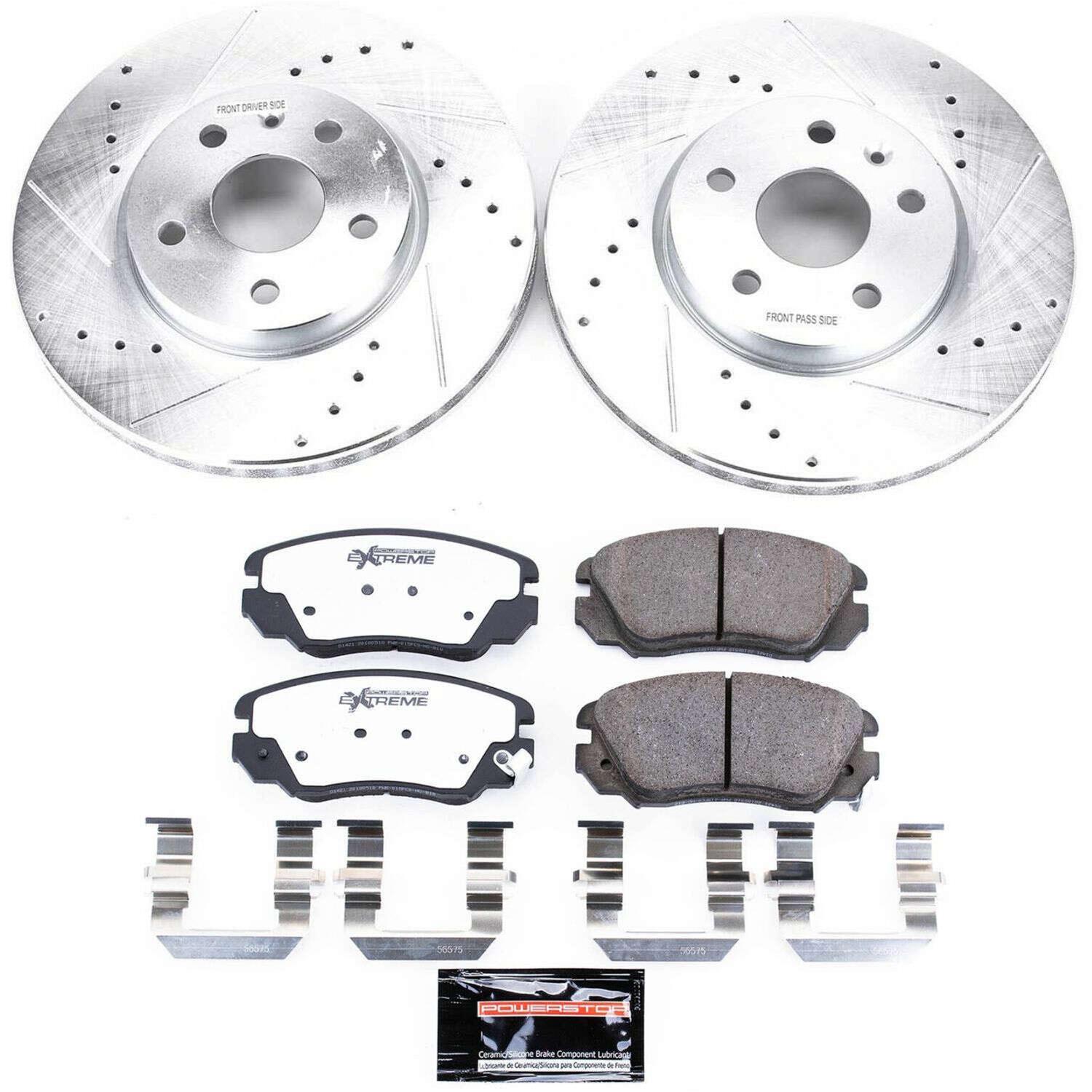 PowerStop Z26 Street Warrior Brake Upgrade Kits K5515-26 Pads and Rotors, Warrior, Cross-Drilled/Slotted Surface, Iron, Zinc Plated, 12.640 in./12.400 in. Diameter, Carbon Fiber Ceramic Pads, Kit thumbnail 5