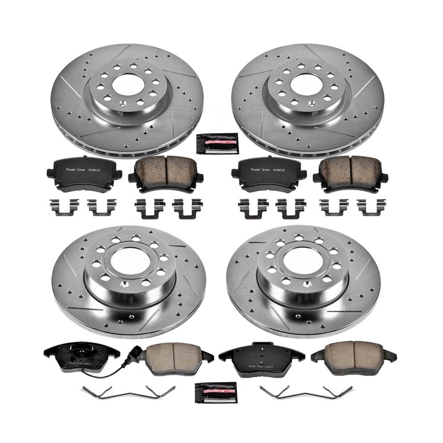 Power Stop 2008 Audi A3 Front & Rear Z23 Evolution Sport Brake Kit (1x psbK2259, 1x psbK4627) thumbnail 2