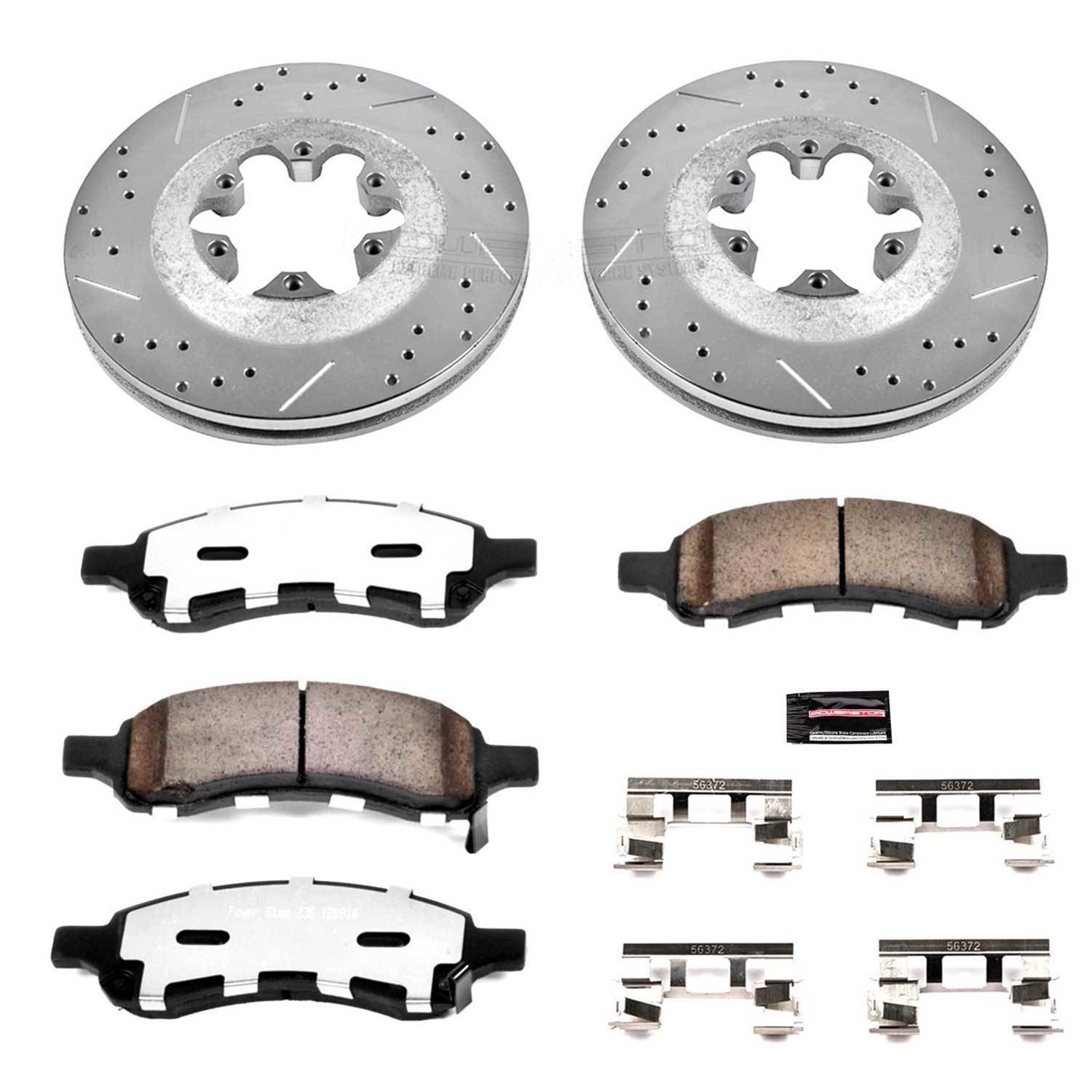 PowerStop Z36 Truck and Tow Brake Upgrade Kits for 2009-2012 CANYON, COLORADO - K15262DK-36 Rotor Pad Combo, Tow, Front/Rear, Cross-drilled/Slotted Rotors, Zinc Dichromate Plated, Carbon Ceramic Pads, Chevy, GMC, Kit thumbnail 9