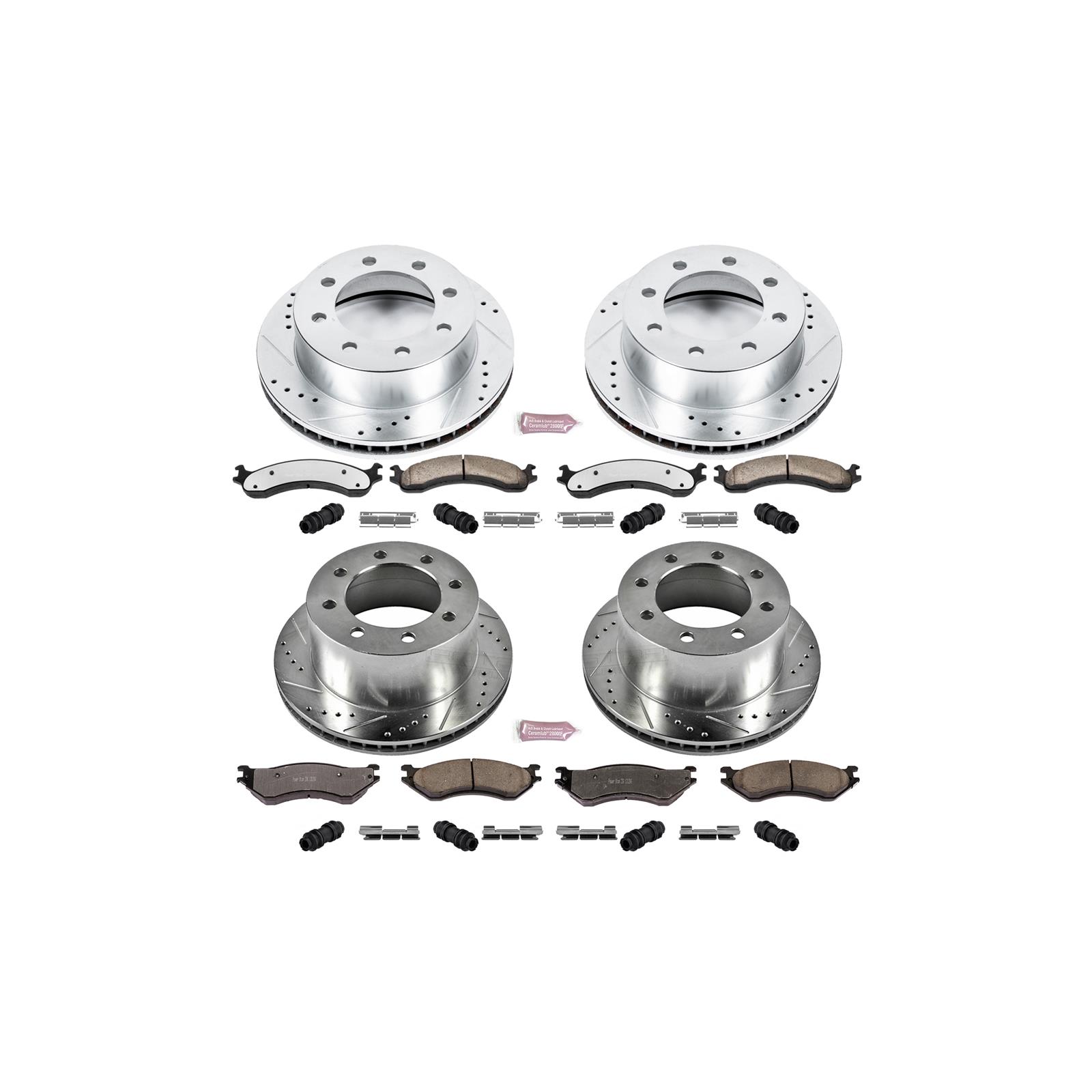 Power Stop K2156 Front Ceramic Brake Pad and Cross Drilled//Slotted Combo Rotor One-Click Brake Kit