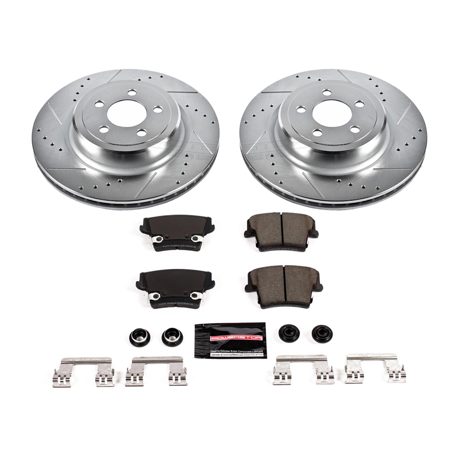 Power Stop K4583 Rear Brake Kit with Drilled//Slotted Brake Rotors and Z23 Evolution Ceramic Brake Pads