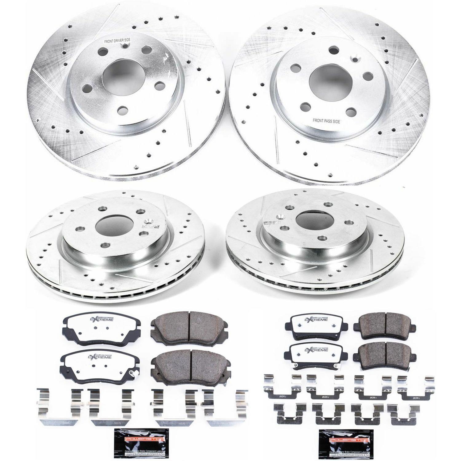 PowerStop Z26 Street Warrior Brake Upgrade Kits K5515-26 Pads and Rotors, Warrior, Cross-Drilled/Slotted Surface, Iron, Zinc Plated, 12.640 in./12.400 in. Diameter, Carbon Fiber Ceramic Pads, Kit thumbnail 4