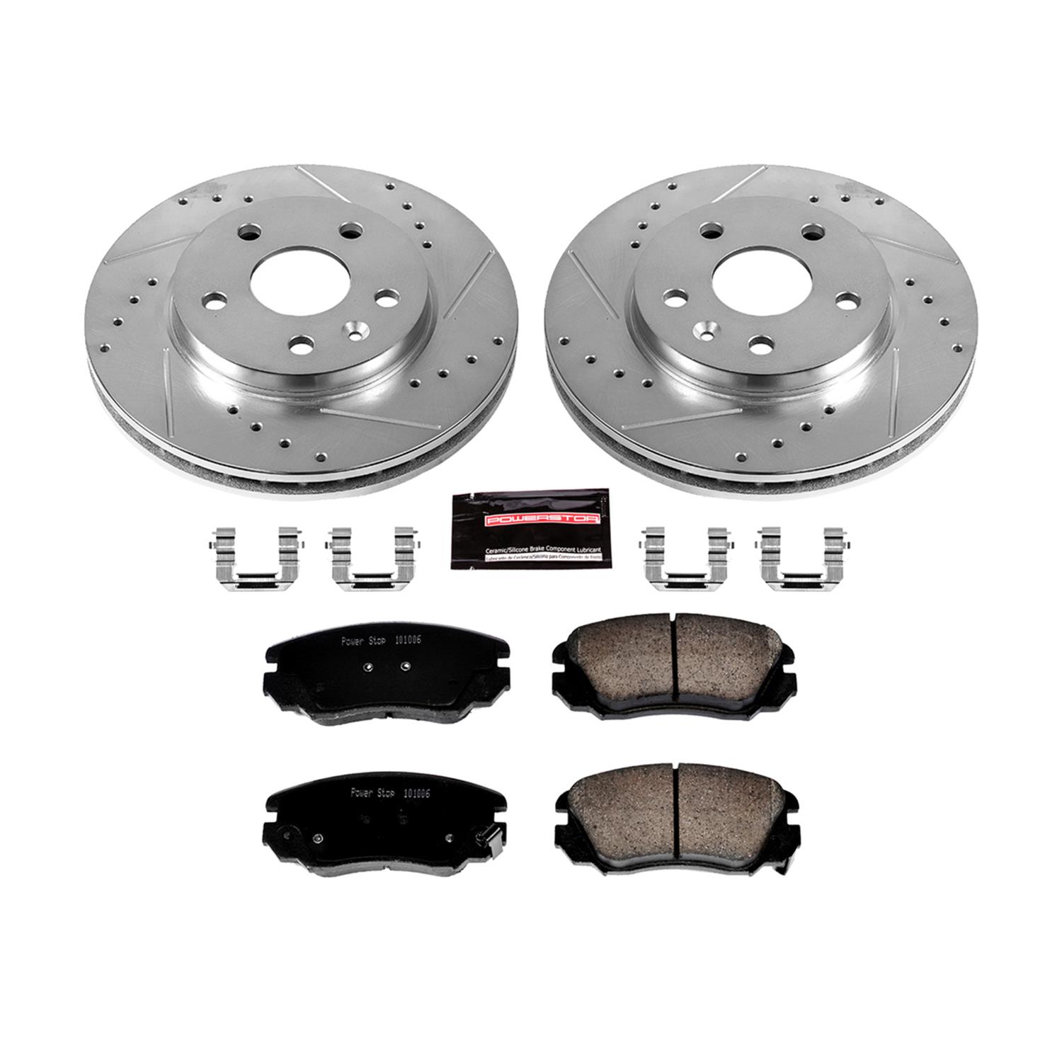 PowerStop Z23 Evolution Sport Brake Upgrade Kits K5523 Pads and Rotors, Sport, Cross-Drilled/Slotted Surface, Iron, Zinc Plated, 11.650 in./11.500 in. Diameter, Carbon Fiber Ceramic Pads, Kit thumbnail 4