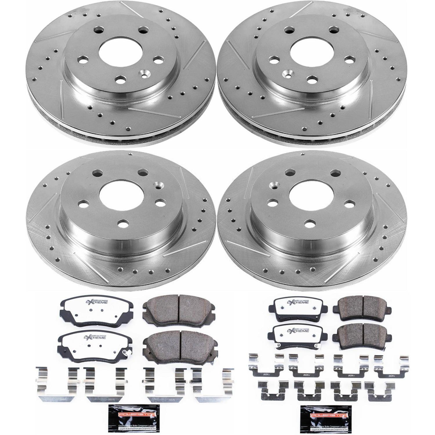PowerStop Z26 Street Warrior Brake Upgrade Kits K5523-26 Pads and Rotors, Warrior, Cross-Drilled/Slotted Surface, Iron, Zinc Plated, 11.650 in./11.500 in. Diameter, Carbon Fiber Ceramic Pads, Kit thumbnail 3