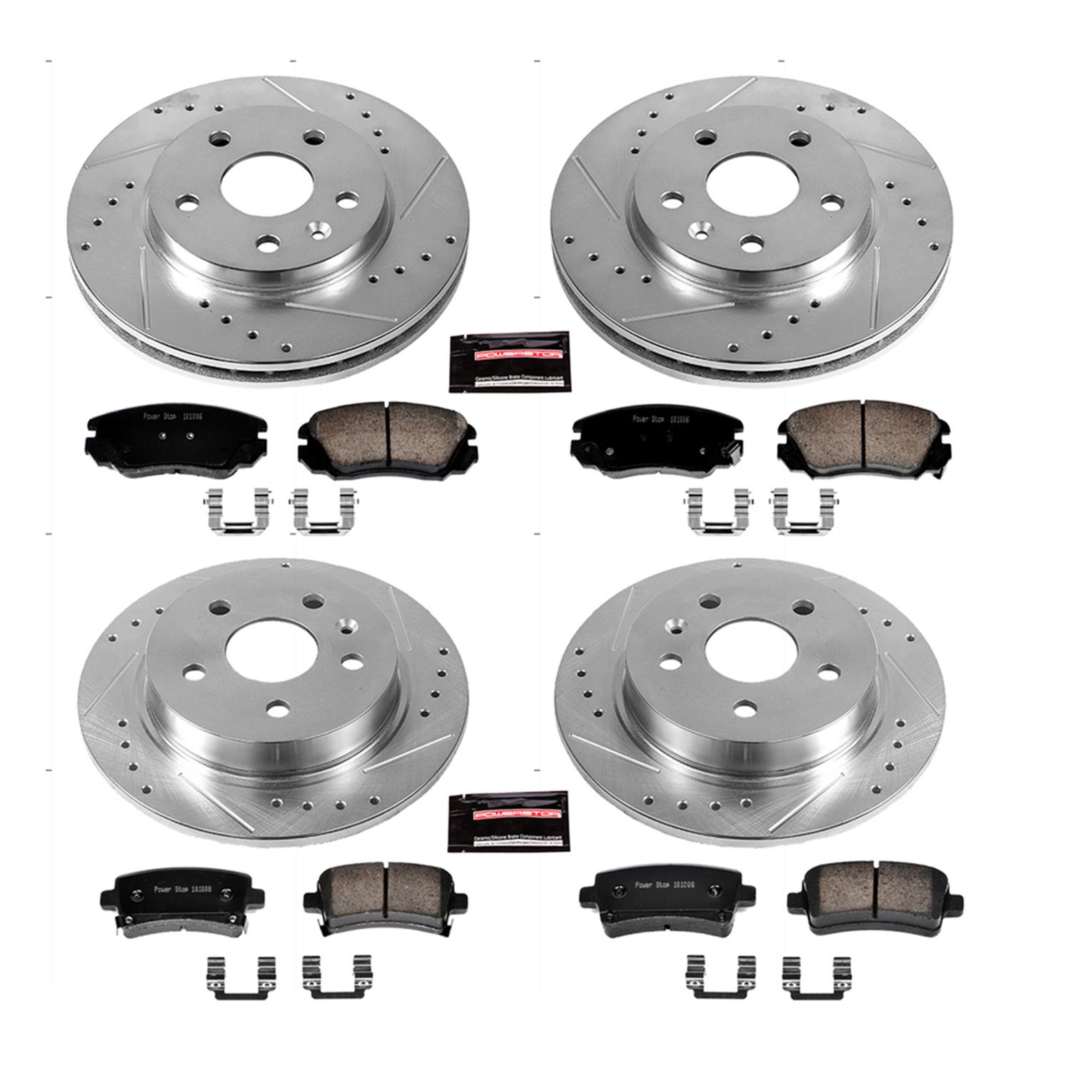 PowerStop Z23 Evolution Sport Brake Upgrade Kits K5523 Pads and Rotors, Sport, Cross-Drilled/Slotted Surface, Iron, Zinc Plated, 11.650 in./11.500 in. Diameter, Carbon Fiber Ceramic Pads, Kit thumbnail 2