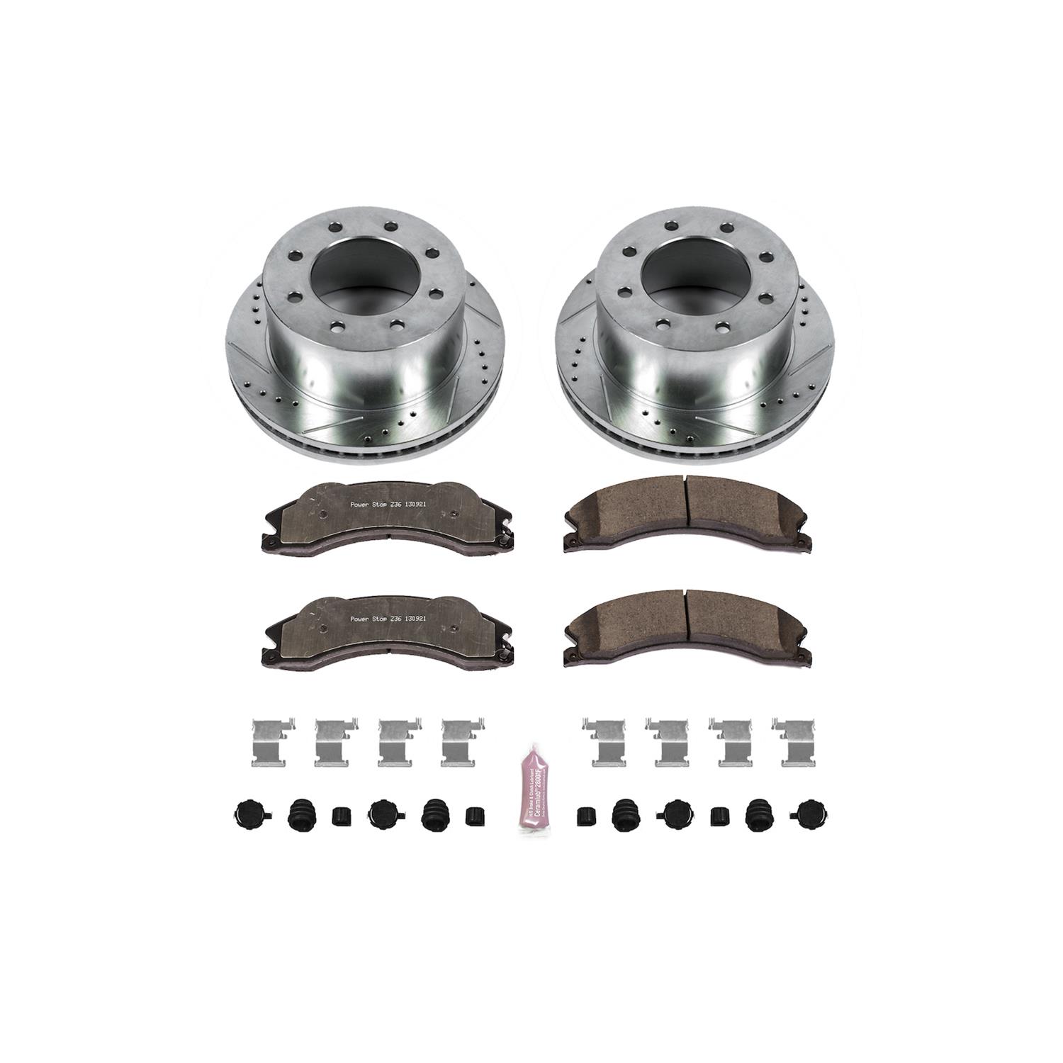 PowerStop Z36 Truck and Tow Brake Upgrade Kits for 2011-2019 SIERRA 3500 HD, SILVERADO HD - K5562-36 Rotors/Pads, Iron, Drilled/Slotted, Zinc Plated, Carbon Ceramic Pads, Chevy, GMC, Rear, Kit thumbnail 7