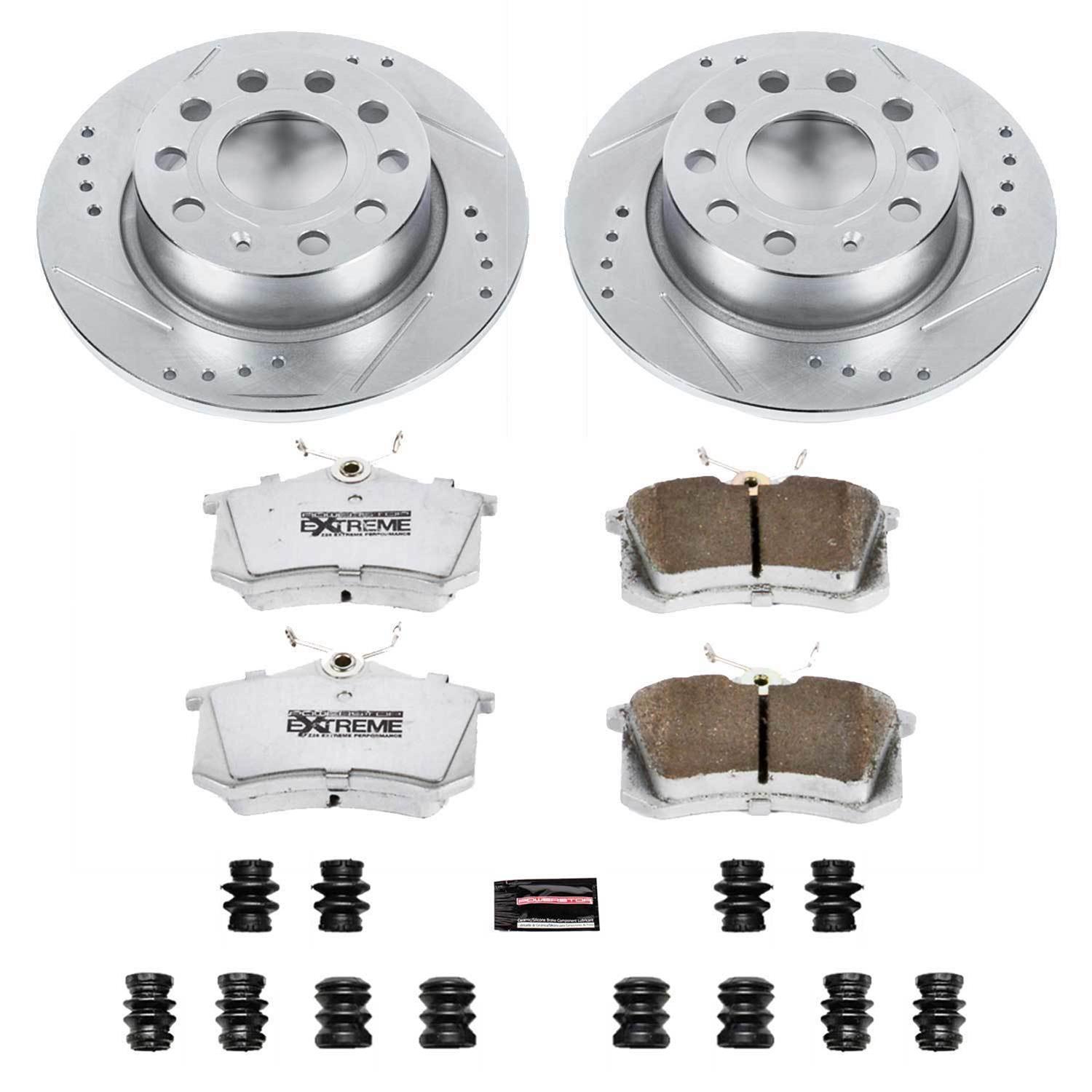 PowerStop Z26 Street Warrior Brake Upgrade Kits with Calipers for 2010-2013 A3, 2013-2019 BEETLE, 2012-2018 JETTA - KC5671-26 Disc Kit, Kit, Rear, Cross-Drilled/Slotted Surface, Audi, Volkswagen, Kit thumbnail 6