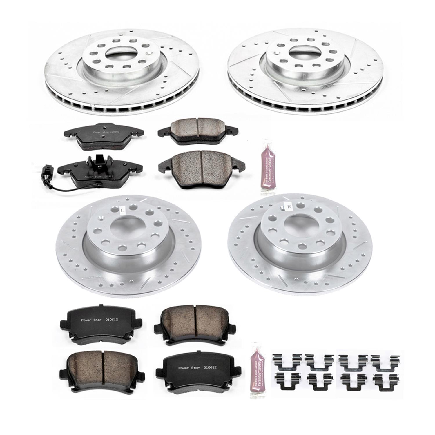 Power Stop K5800 Front and Rear Z23 Evolution Brake Kit with Drilled/Slotted Rotors and Ceramic Brake Pads 