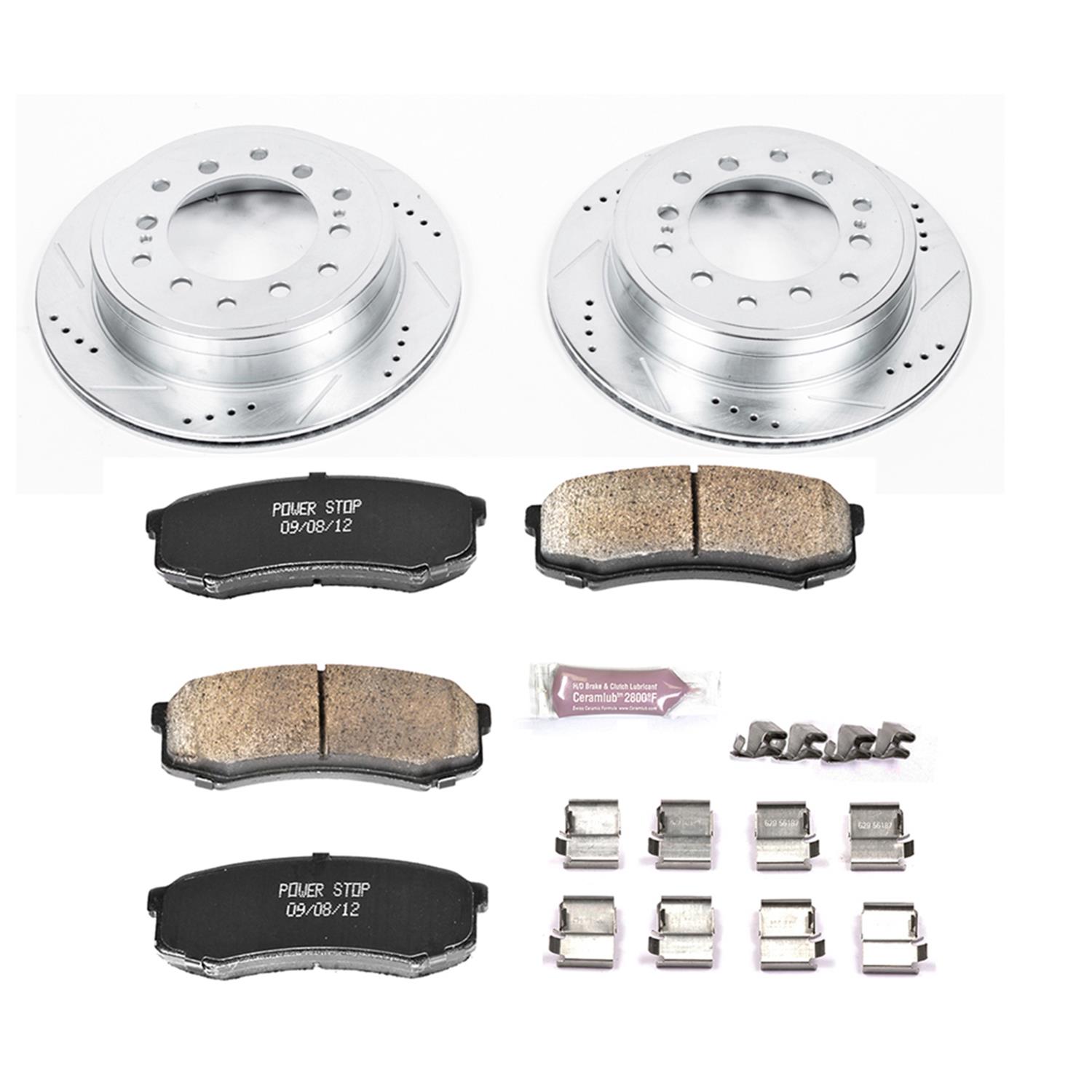 PowerStop Z23 Evolution Sport Brake Upgrade Kits with Calipers for 2015-2024 4RUNNER, 2016-2023 GX460 - KC5874A Disc Kits, Calipers, Cross-drilled/Slotted Rotors, Red Calipers, Front and Rear, Lexus, Toyota, Kit thumbnail 6