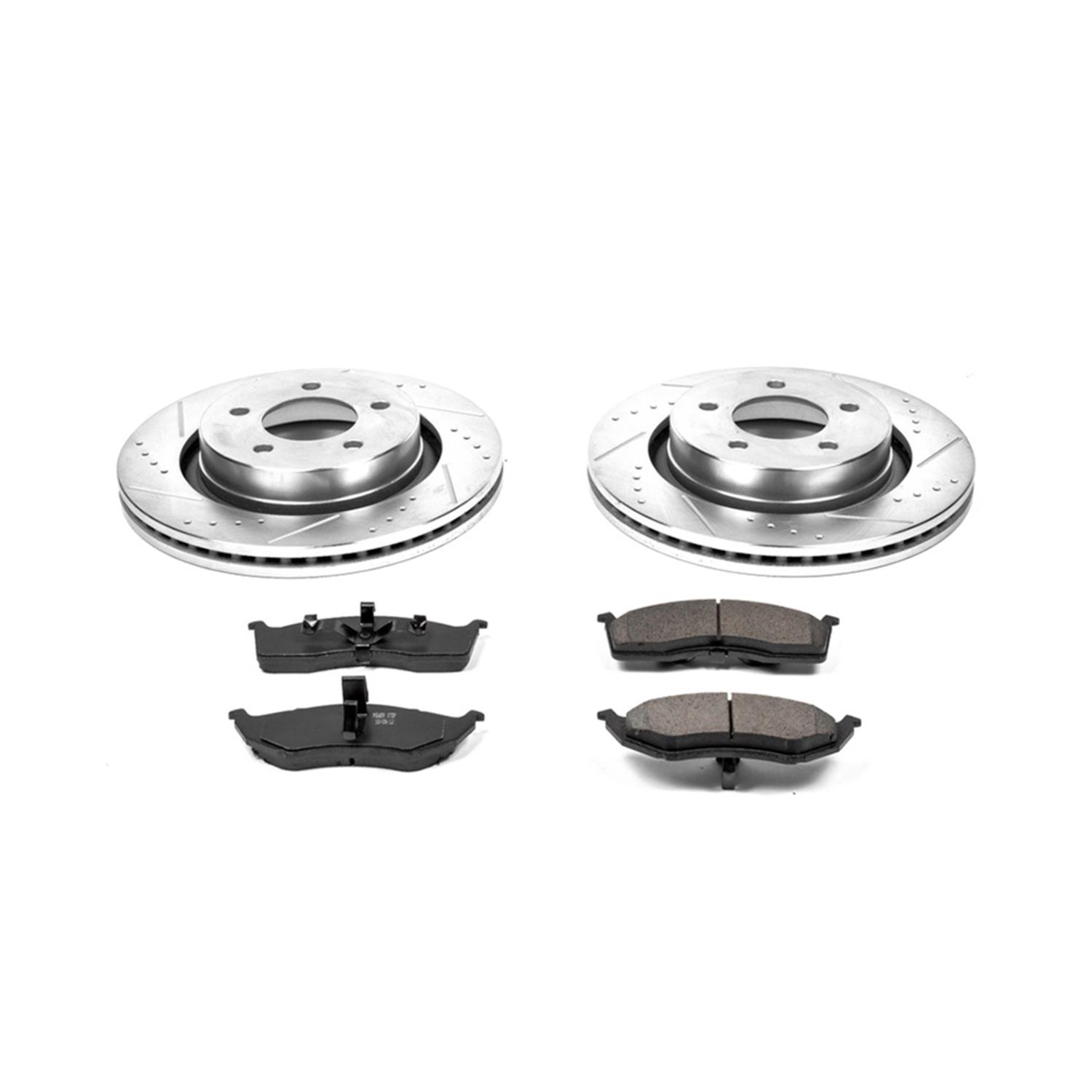 PowerStop Z23 Evolution Sport Brake Upgrade Kits with Calipers for 2000-2004 CONCORDE, INTREPID - KC6179 Disc Kits, Kits, Front, Cross-drilled/Slotted Rotors, 1-piston Red Calipers, Chrysler, Dodge, Kit thumbnail 5