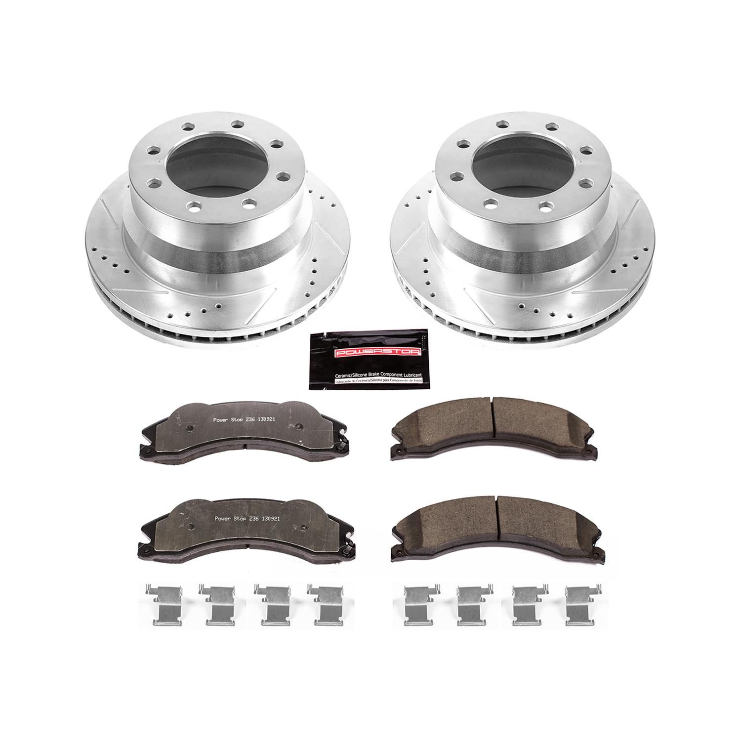 PowerStop Z36 Truck and Tow Brake Upgrade Kits K6257-36 Pads Rotors, Tow, Cross-Drilled/Slotted Surface, Iron, Zinc Plated, 12.800 in. Diameter, Carbon Fiber Ceramic Pads, Kit thumbnail 4