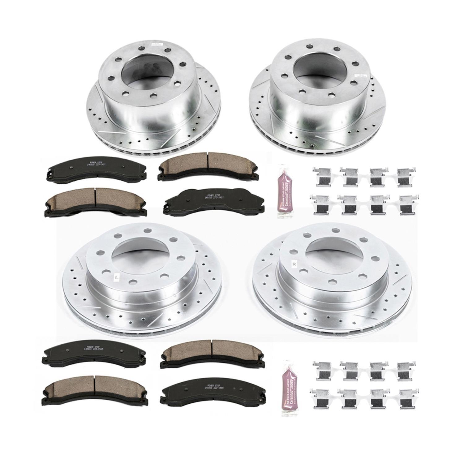 PowerStop Z23 Evolution Sport Brake Upgrade Kits for 2012-2019 SIERRA 3500 HD, SILVERADO HD - K6260 Rotors/Pads, Iron, Drilled/Slotted, Zinc Plated, Ceramic Pads, Front/Rear, Chevy, GMC, Kit thumbnail 8