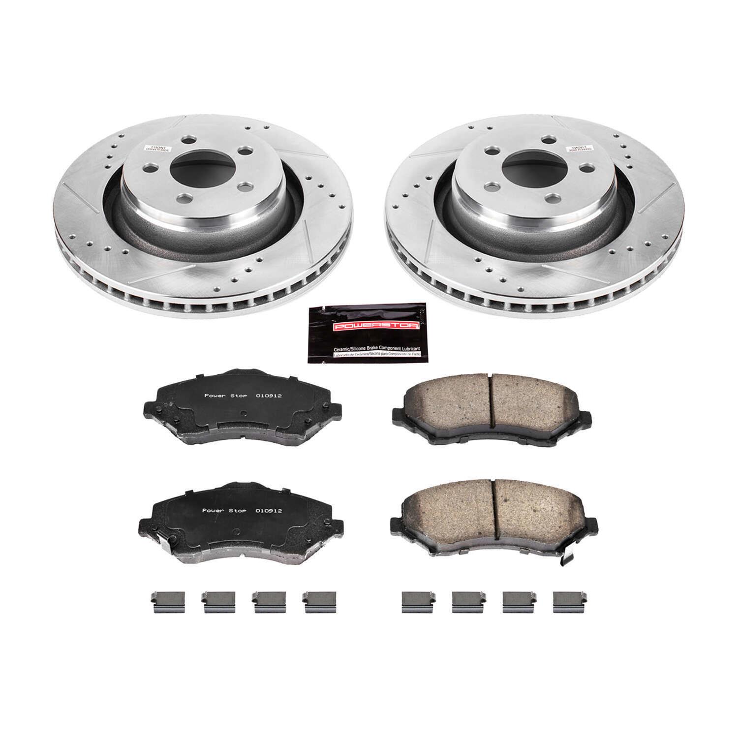 PowerStop Z23 Evolution Sport Brake Upgrade Kits for 2008-2012 LIBERTY, 2009-2011 NITRO - K6396 Pads and Rotors, Sport, Cross-Drilled/Slotted Surface, Iron, Zinc Plated, 13.070 in./12.440 in. Diameter, Carbon Fiber Ceramic Pads, Kit thumbnail 3