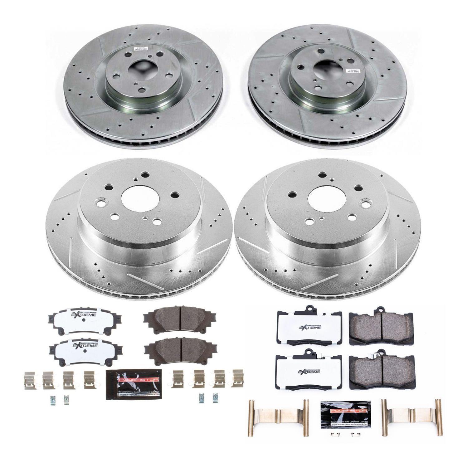 PowerStop Front & Rear Z26 Street Warrior Brake Kit with Calipers | 1996–1998 Acura RL (KC705A-26)