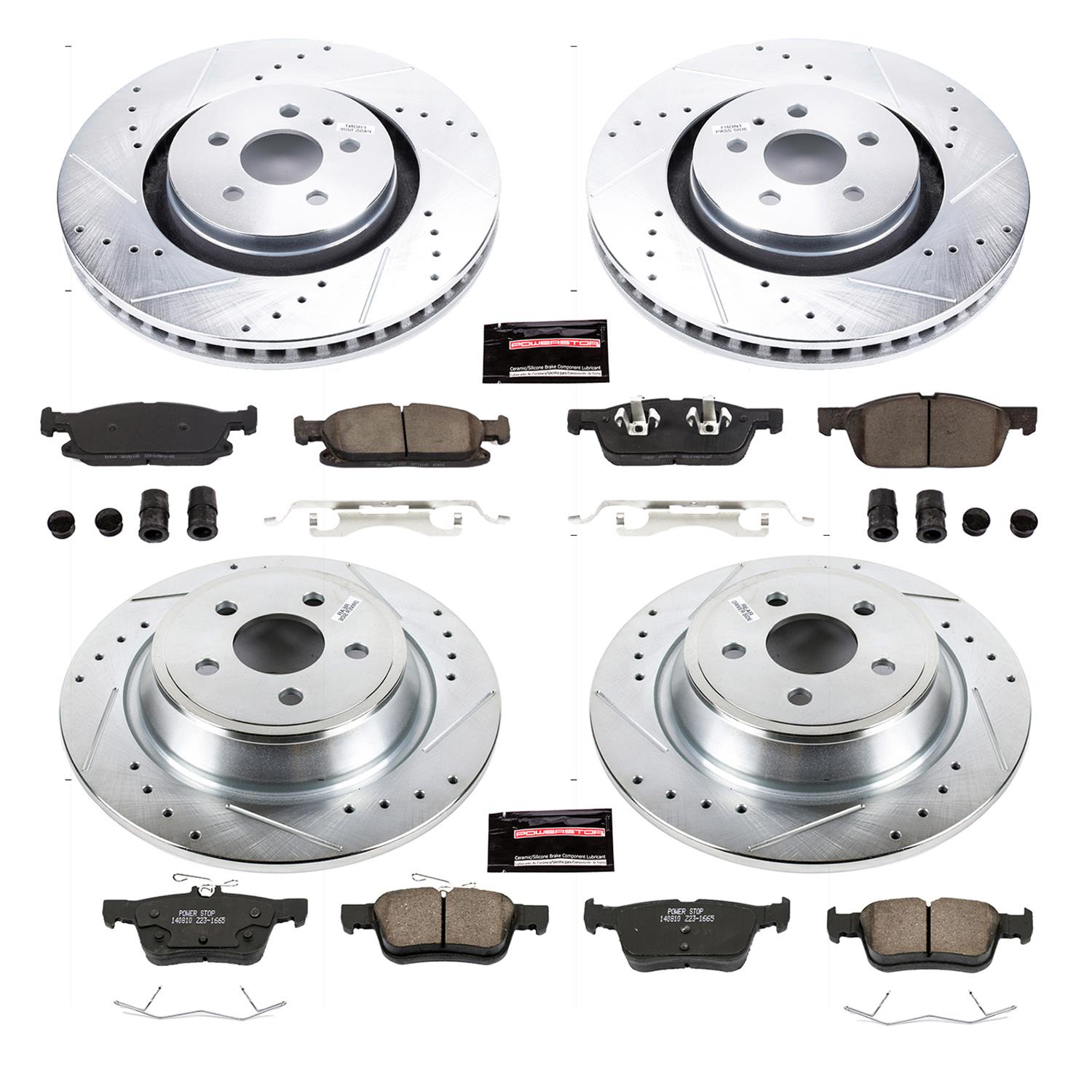 K5958 Powerstop 4-Wheel Set Brake Disc and Pad Kits Front & Rear New for Jeep 