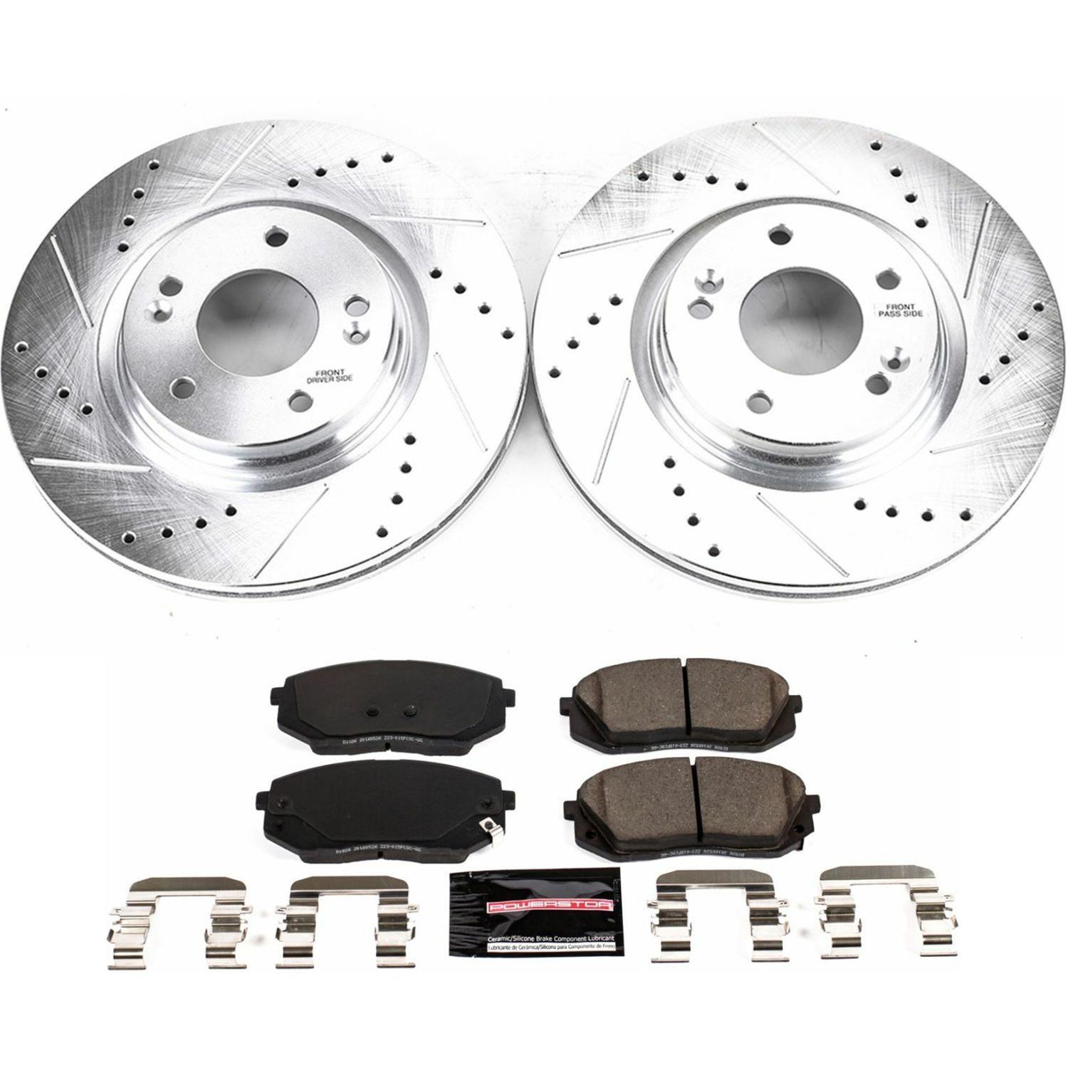 PowerStop Z23 Evolution Sport Brake Upgrade Kits with Calipers KC7353 Disc Kit, Upgrade, Front, Cross-Drilled/Slotted Surface, Hyundai, Kia, Kit thumbnail 3