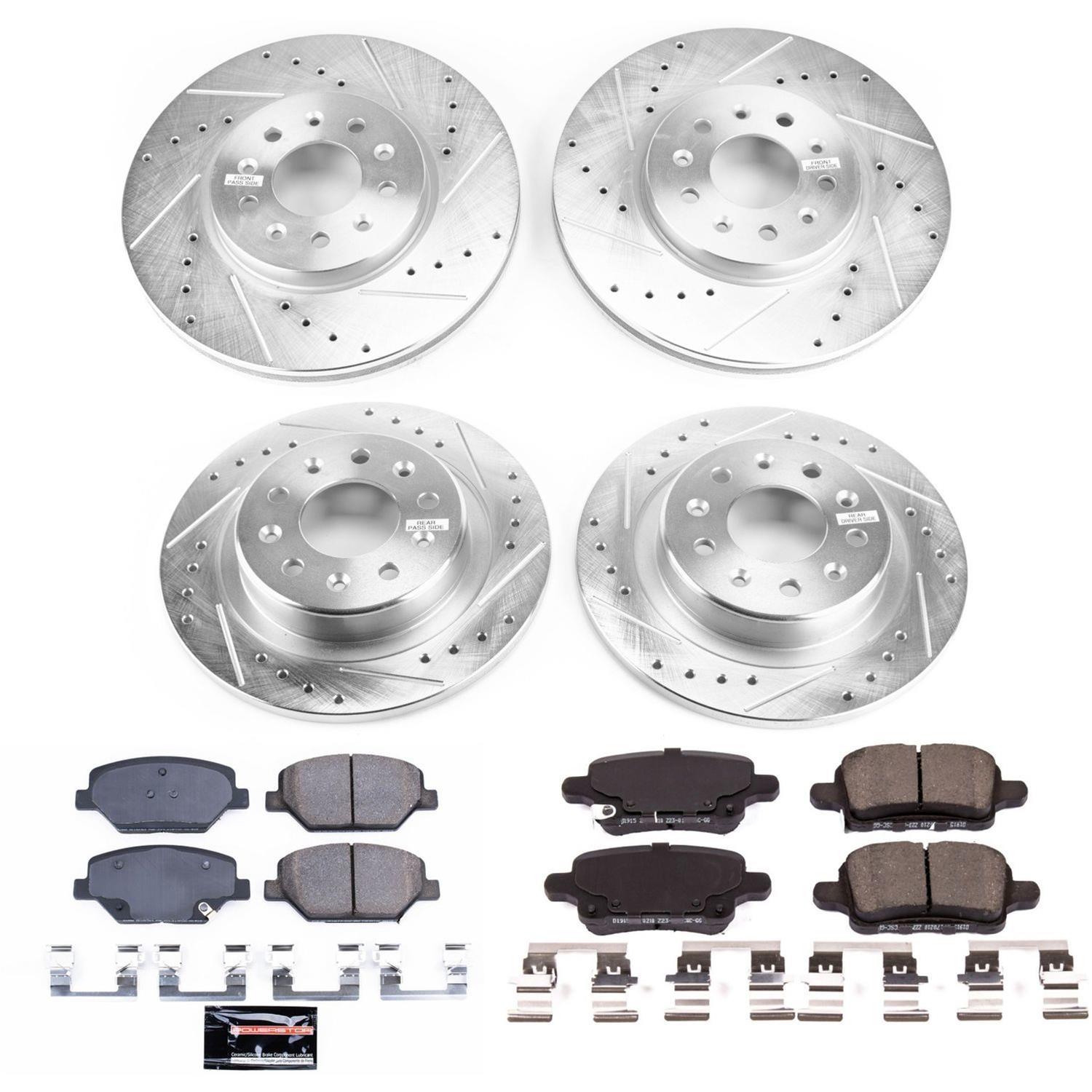 PowerStop Z23 Evolution Sport Brake Upgrade Kits for 2018-2021 EQUINOX, 2019 LACROSSE, 2021 TERRAIN - K7565 Rotor and Pad Combos, Upgrade, Front and Rear, Cross-drilled/Slotted Rotors, Carbon Fiber Ceramic Pads, Chevrolet, Kit thumbnail 6