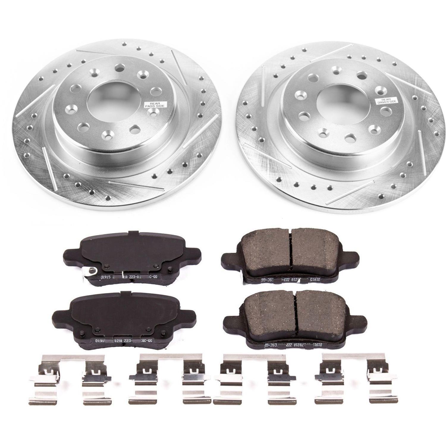 PowerStop Z23 Evolution Sport Brake Upgrade Kits for 2018-2021 EQUINOX, 2019 LACROSSE, 2021 TERRAIN - K7565 Rotor and Pad Combos, Upgrade, Front and Rear, Cross-drilled/Slotted Rotors, Carbon Fiber Ceramic Pads, Chevrolet, Kit thumbnail 8