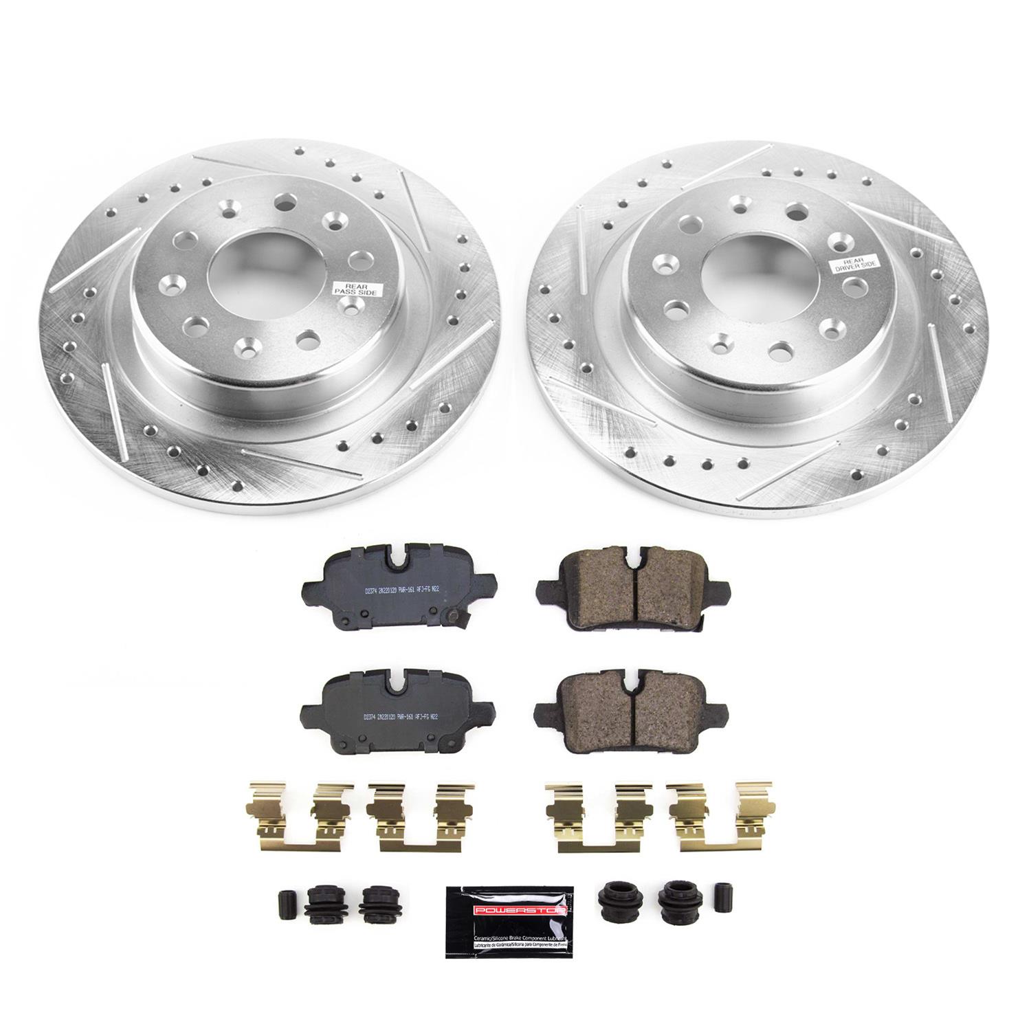 PowerStop Z23 Evolution Sport Brake Upgrade Kits for 2022-2024 EQUINOX, TERRAIN, 2021-2022 MALIBU - K8799 Rotor and Pad Combos, Upgrade, Cross-drilled/Slotted Rotors, Carbon Fiber Ceramic Pads, Front and Rear, Chevrolet, GMC, Kit thumbnail 3