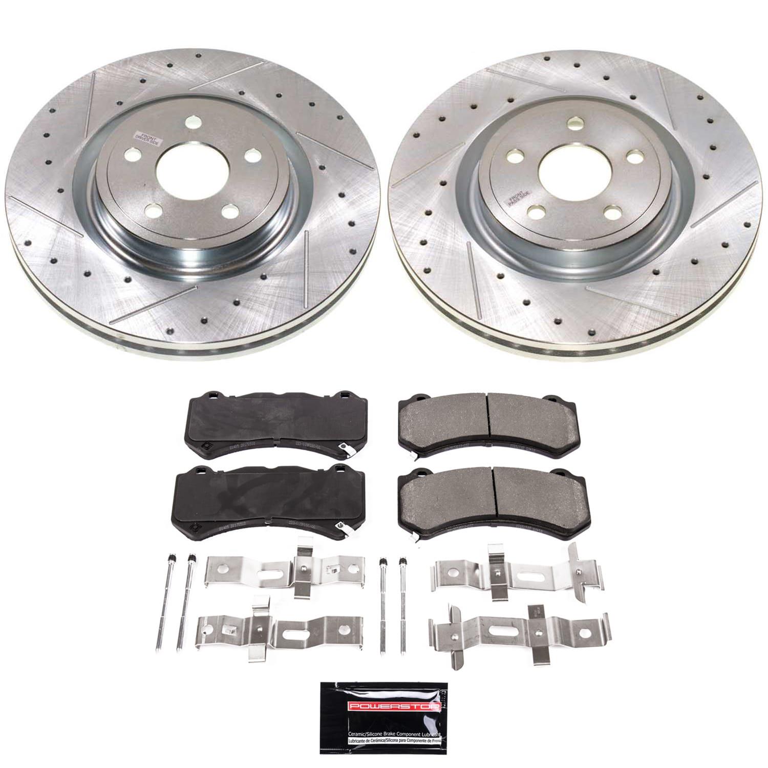 PowerStop Z23 Evolution Sport Brake Upgrade Kits for 2021-2024 DURANGO, 2021 GRAND CHEROKEE - K8838 Rotor and Pad Combos, Upgrade, Cross-drilled/Slotted Rotors, Carbon Fiber Ceramic Pads, Front, Dodge, Jeep, Kit thumbnail 9