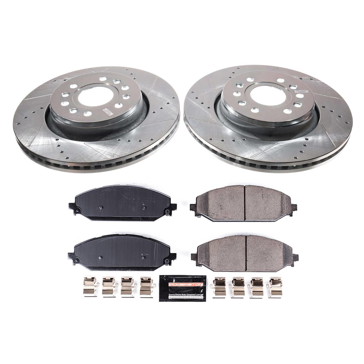 PowerStop Z23 Evolution Sport Brake Upgrade Kits K8843 Rotor and Pad Combos, Upgrade, Front and Rear, Cross-drilled/Slotted, Carbon Fiber Ceramic Pads, Volkswagen, Kit thumbnail 9