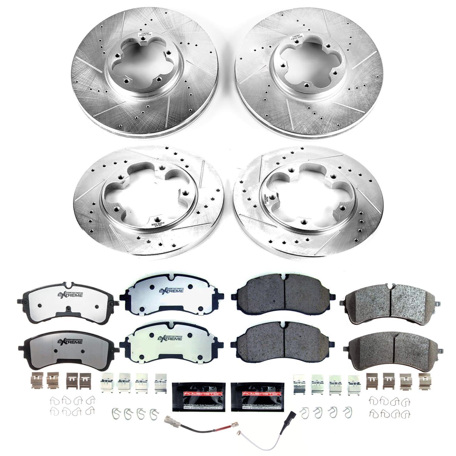 PowerStop Z36 Truck and Tow Brake Upgrade Kits K9055-36 Rotor Pad Combos, Upgrade, Cross-drilled Slotted Rotors, Carbon Fiber Ceramic Pads, Front Rear, Ford, Kit thumbnail 3