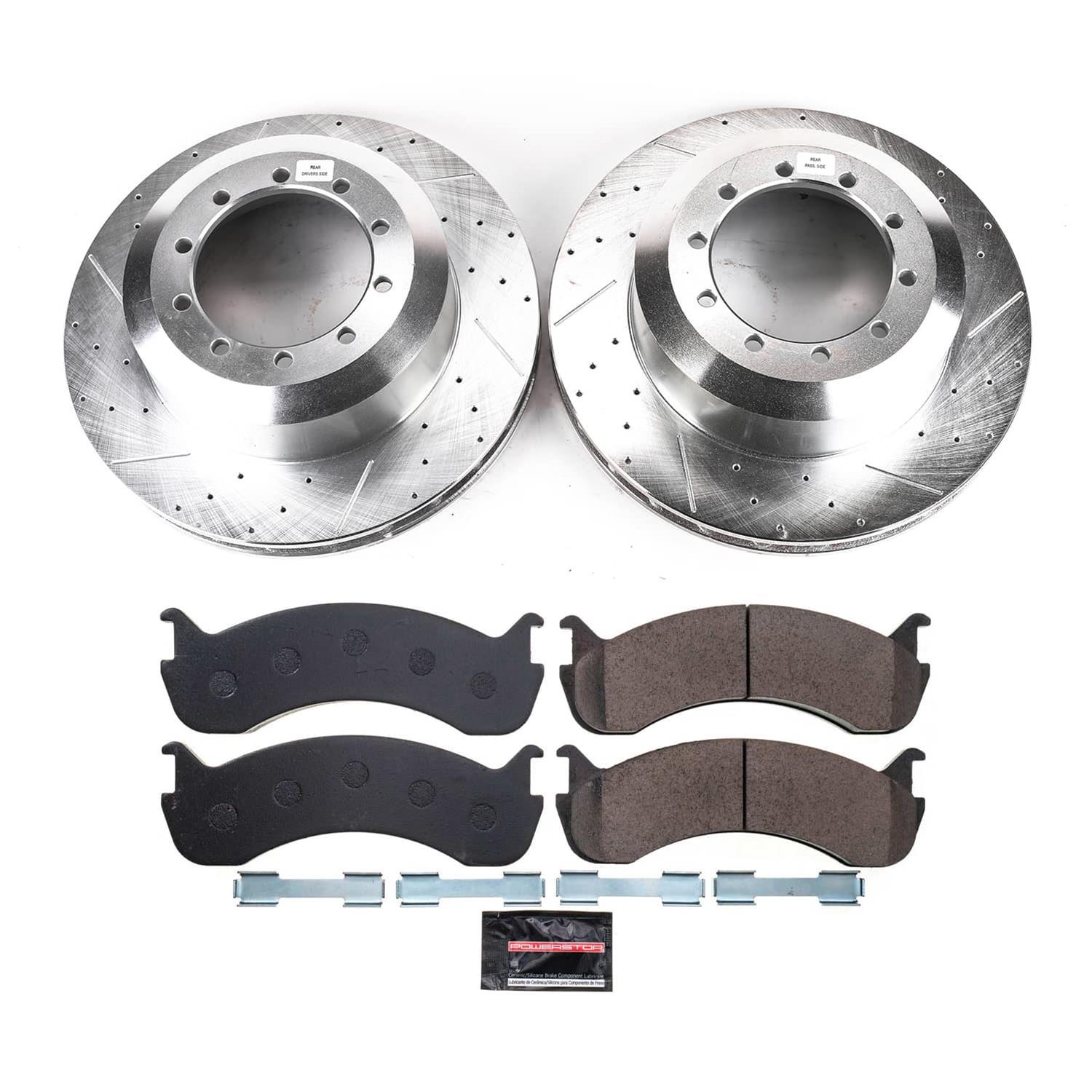 PowerStop Z36 Truck and Tow Brake Upgrade Kits for 2015-2019 F-59 COMMERCIAL STRIPPED CHASSIS - K9123-36 Rotor Pad Combos, Upgrade, Cross-drilled Slotted Rotors, Carbon Fiber Ceramic Pads, Front, Ford, Kit thumbnail 3