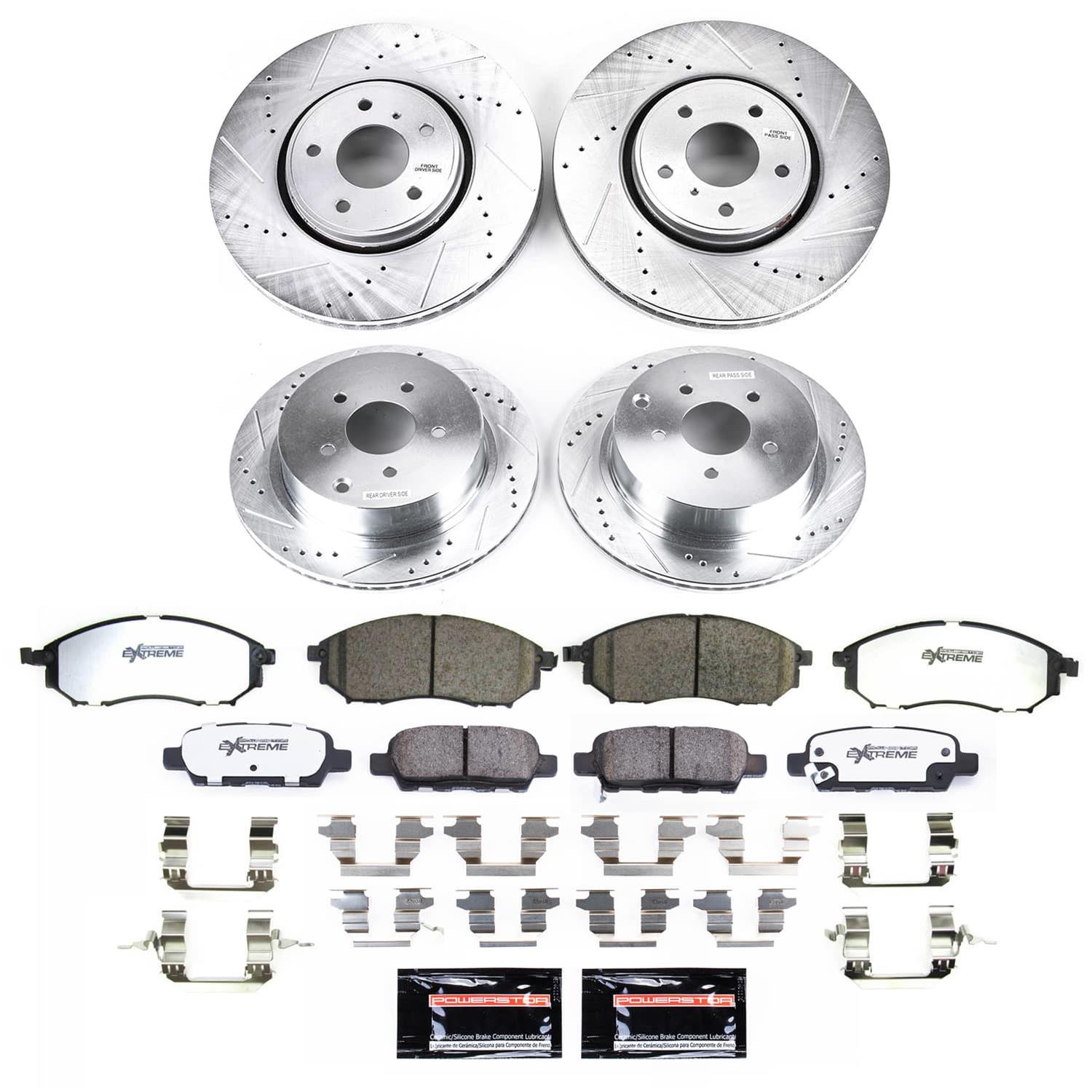 PowerStop Z26 Street Warrior Brake Upgrade Kits for 2009 FX35 - K9135-26 Rotor and Pad Combos, Upgrade, Cross-drilled/Slotted Rotors, Carbon Fiber Ceramic Pads, Front and Rear, Infiniti, Kit thumbnail 3