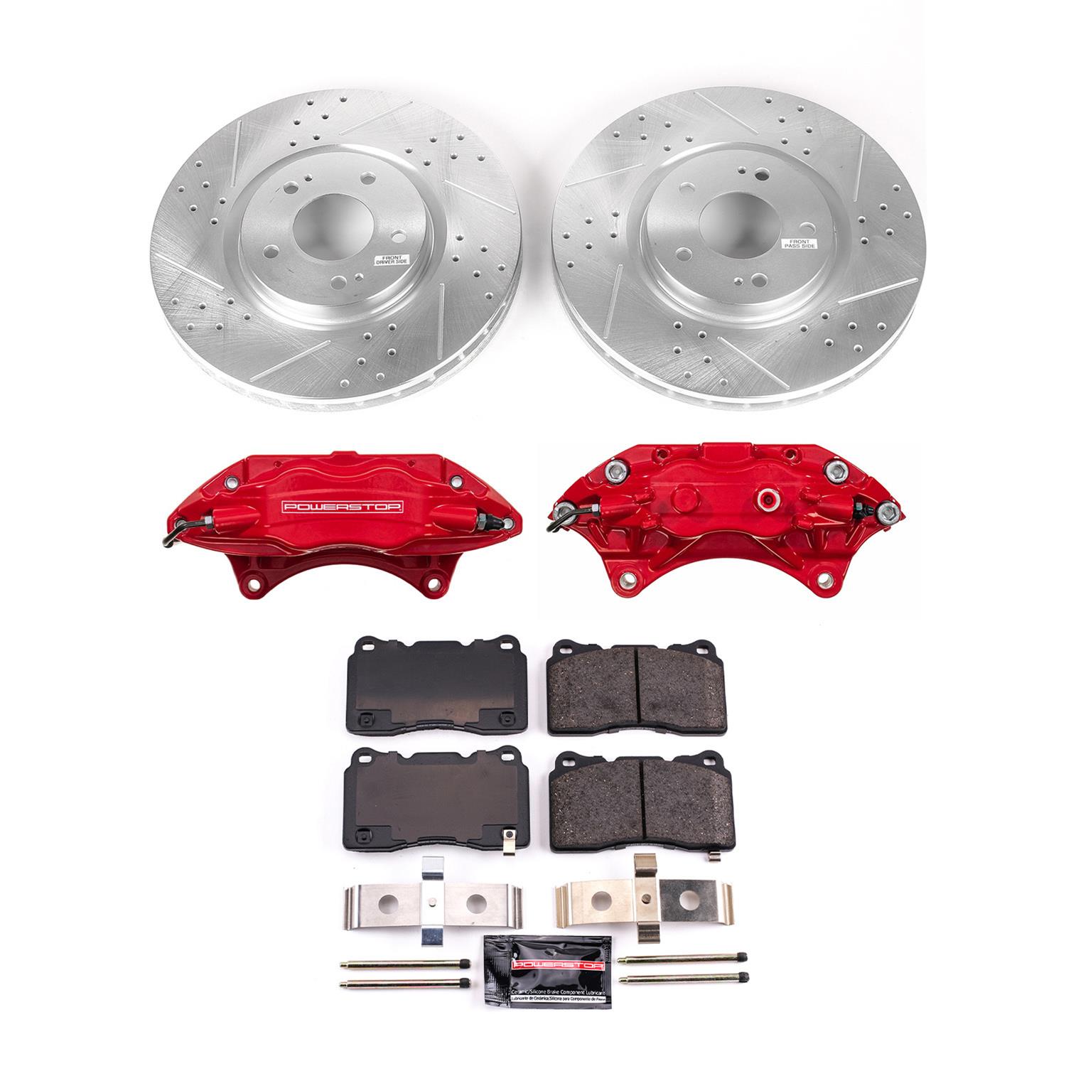 PowerStop Front and Rear Z23 Evolution Kit with Calipers | 2008–2009 Infiniti EX35 (KC9065)