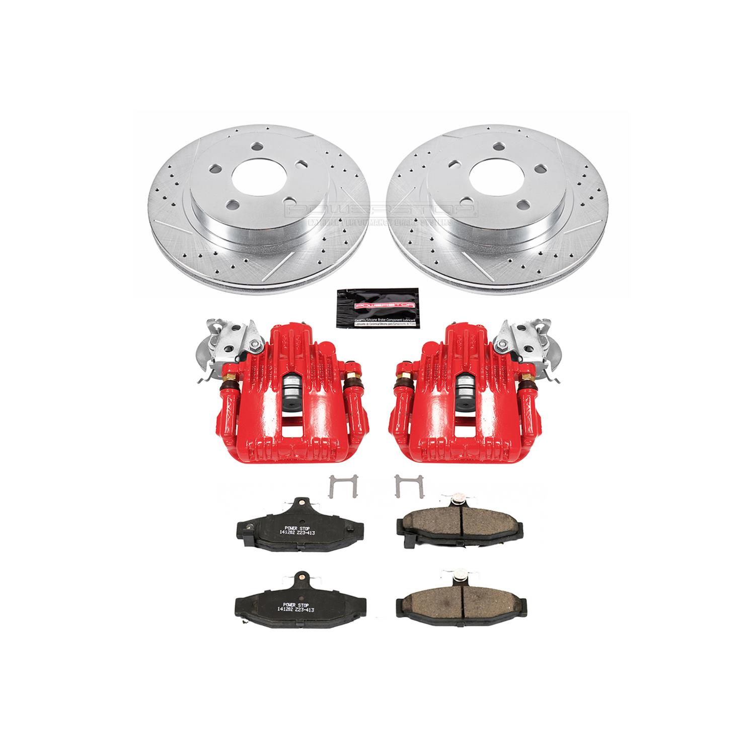 Power Stop K1531 Rear Z23 Evolution Brake Kit with Drilled/Slotted Rotors and Ceramic Brake Pads 