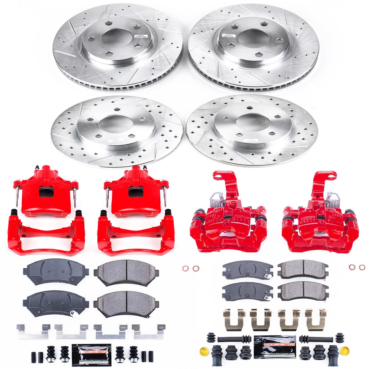 PowerStop Z23 Evolution Sport Brake Upgrade Kits with Calipers for 2000-2005 BONNEVILLE, LESABRE, 2000-2004 PARK AVENUE - KC1543B Disc Kit, Upgrade, Front and Rear, Cross-Drilled/Slotted Surface, Buick, Pontiac, Kit thumbnail 4