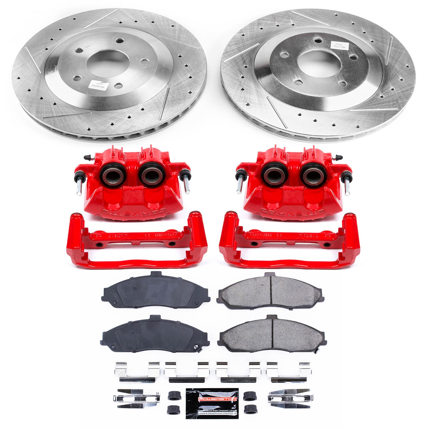 PowerStop Z23 Evolution Sport Brake Upgrade Kits with Calipers for 1997-2004 CORVETTE - KC1559 Disc Kits, Calipers, Cross-drilled/Slotted Rotors, Red Calipers, Front, Chevrolet, Kit thumbnail 5